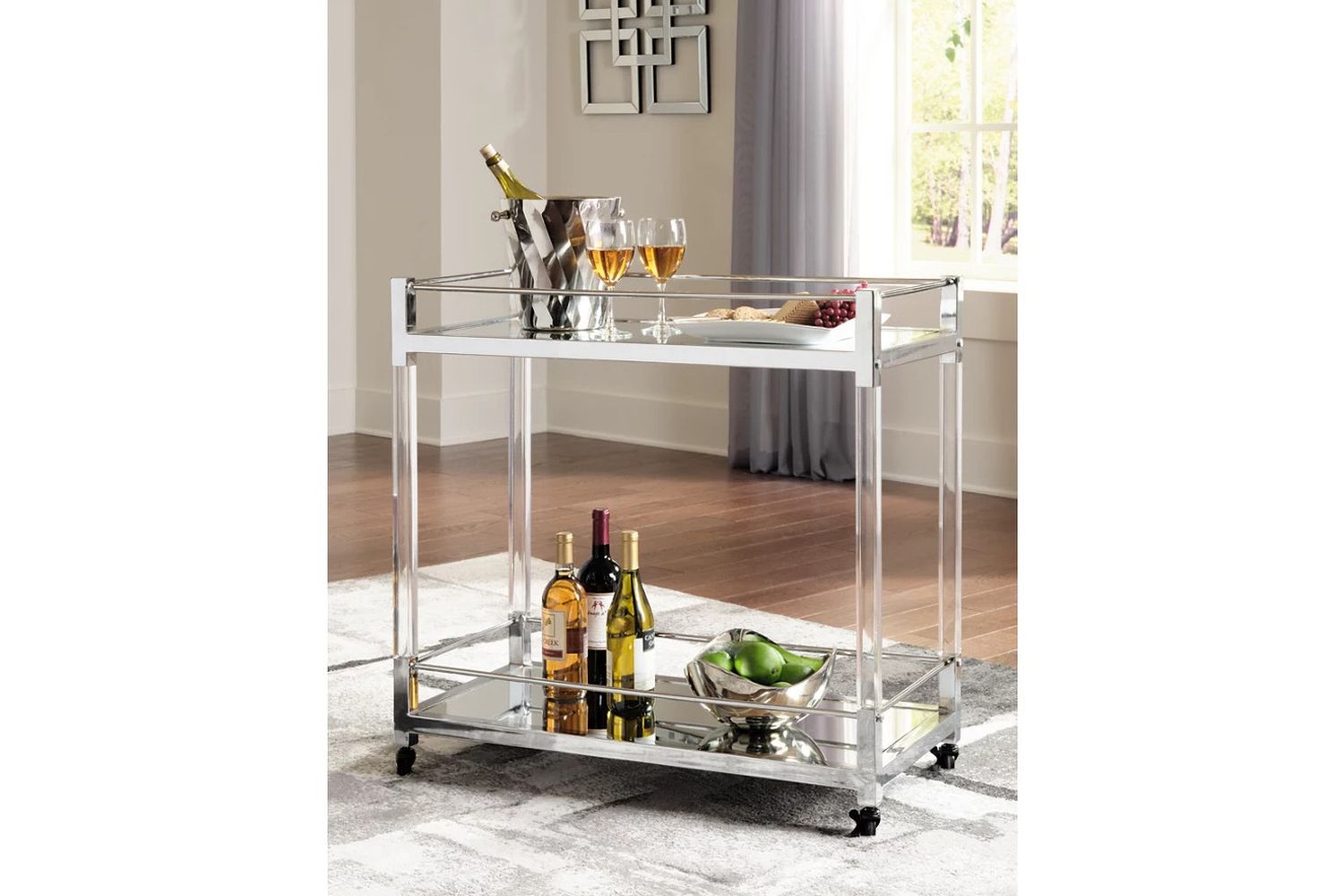Chaseton Clear And Silver Bar Cart A4000501