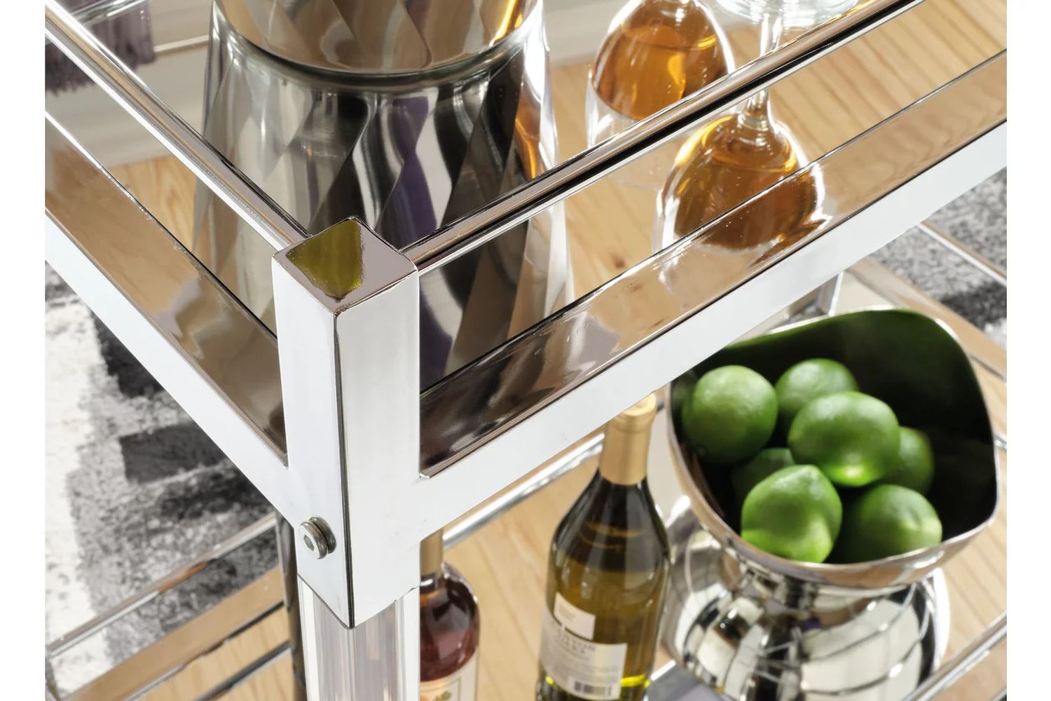 Chaseton Clear And Silver Bar Cart A4000501