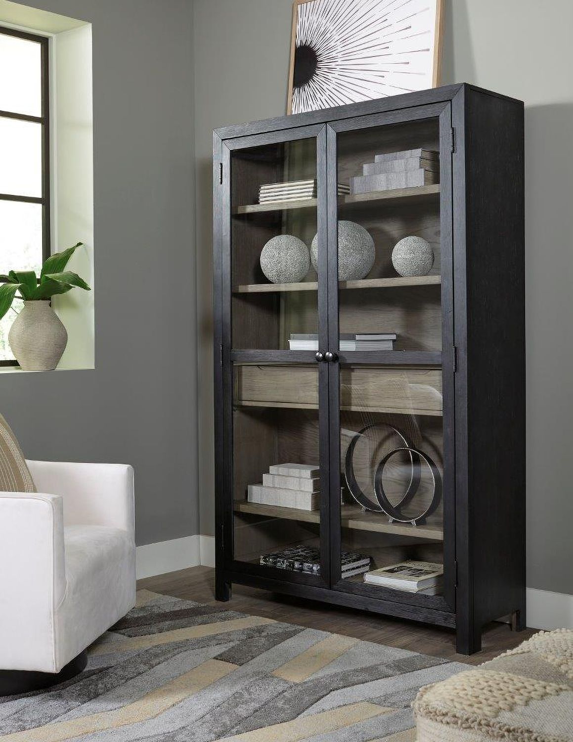 Lenston Black And Gray Tall Accent Cabinet A4000507