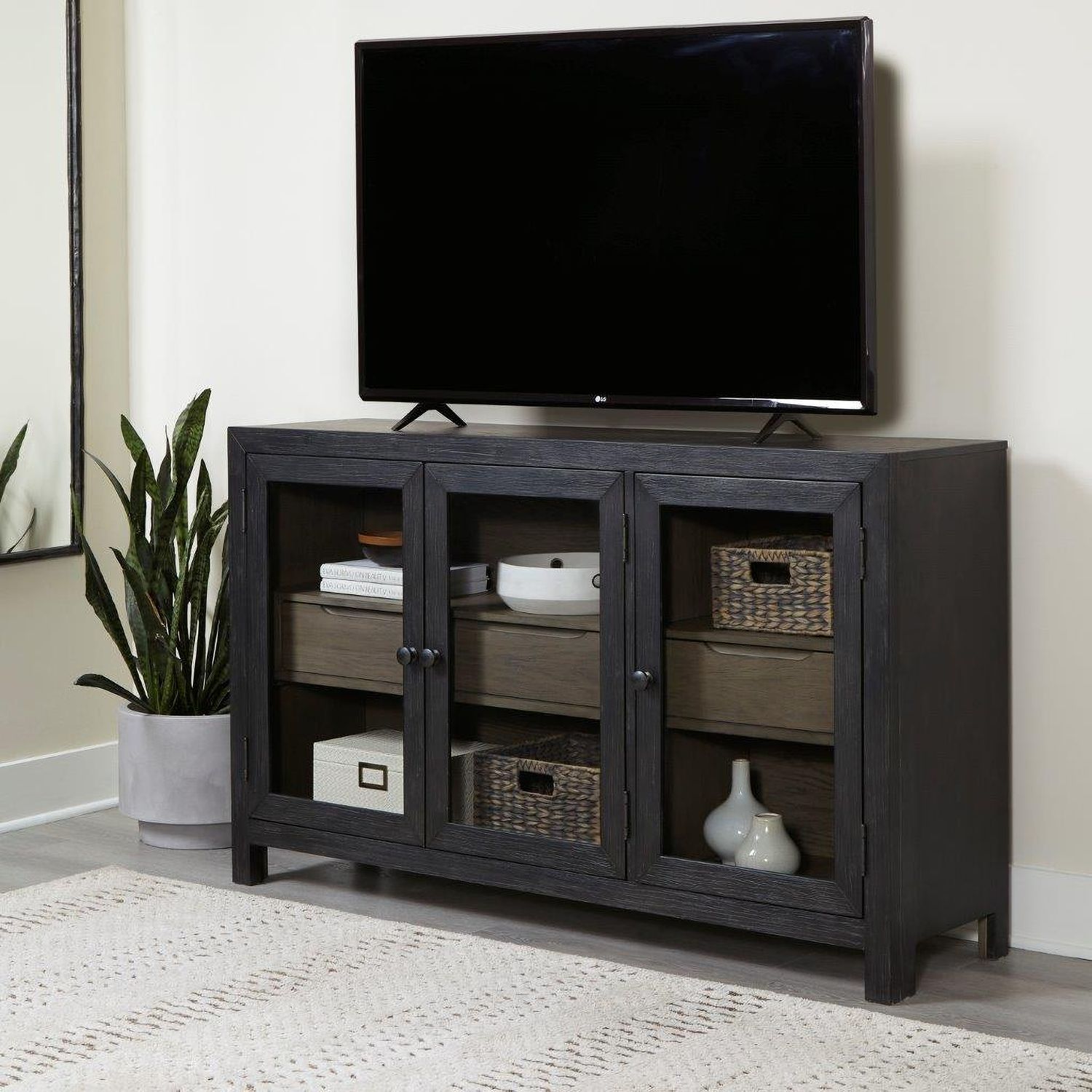 Lenston Black And Gray Short Accent Cabinet A4000508