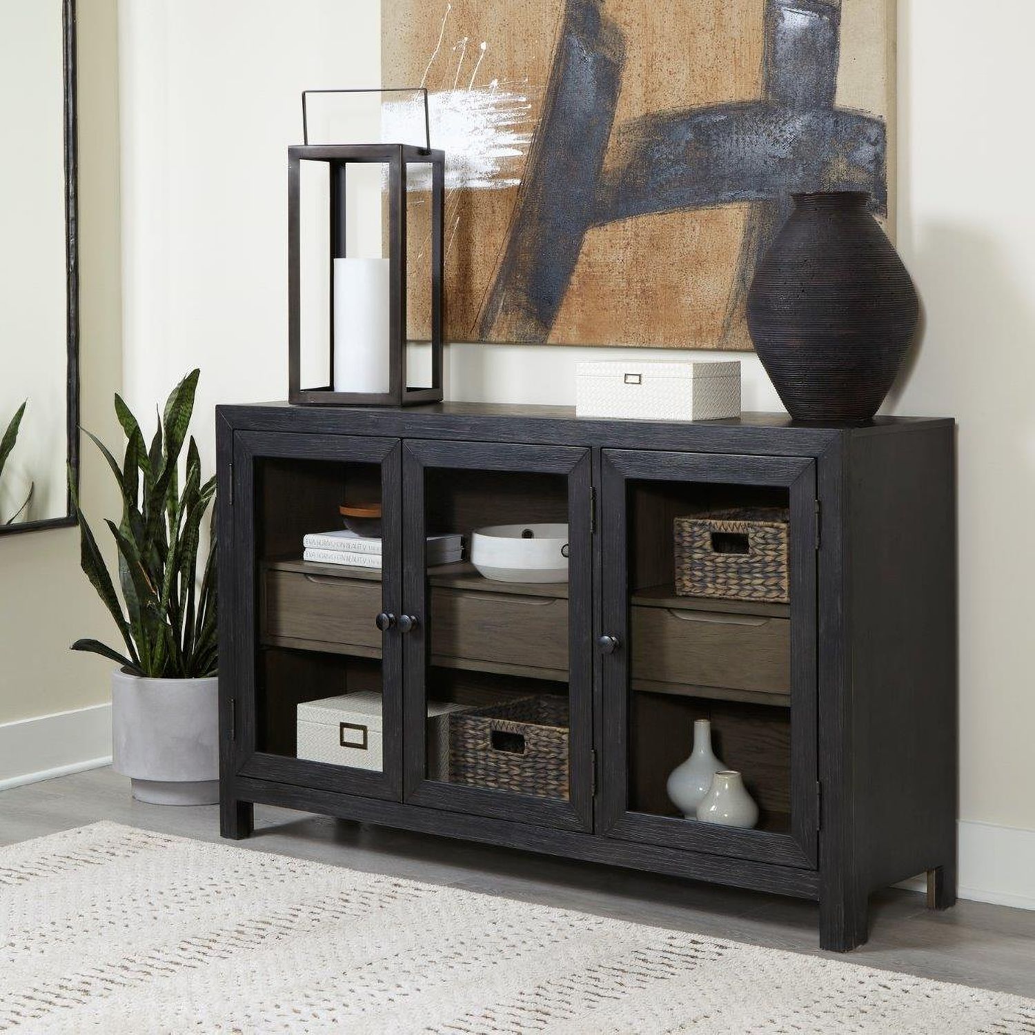 Lenston Black And Gray Short Accent Cabinet A4000508