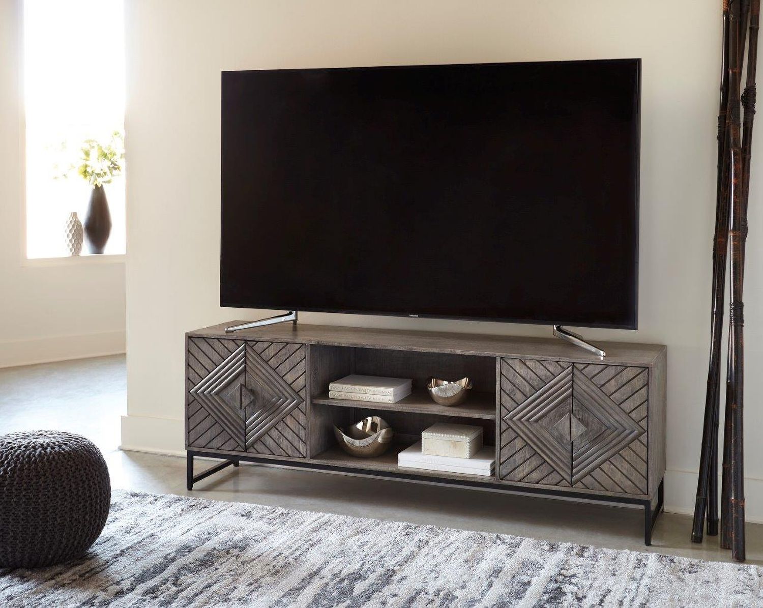 Treybrook Distressed Gray 71 Inch Accent Cabinet A4000512