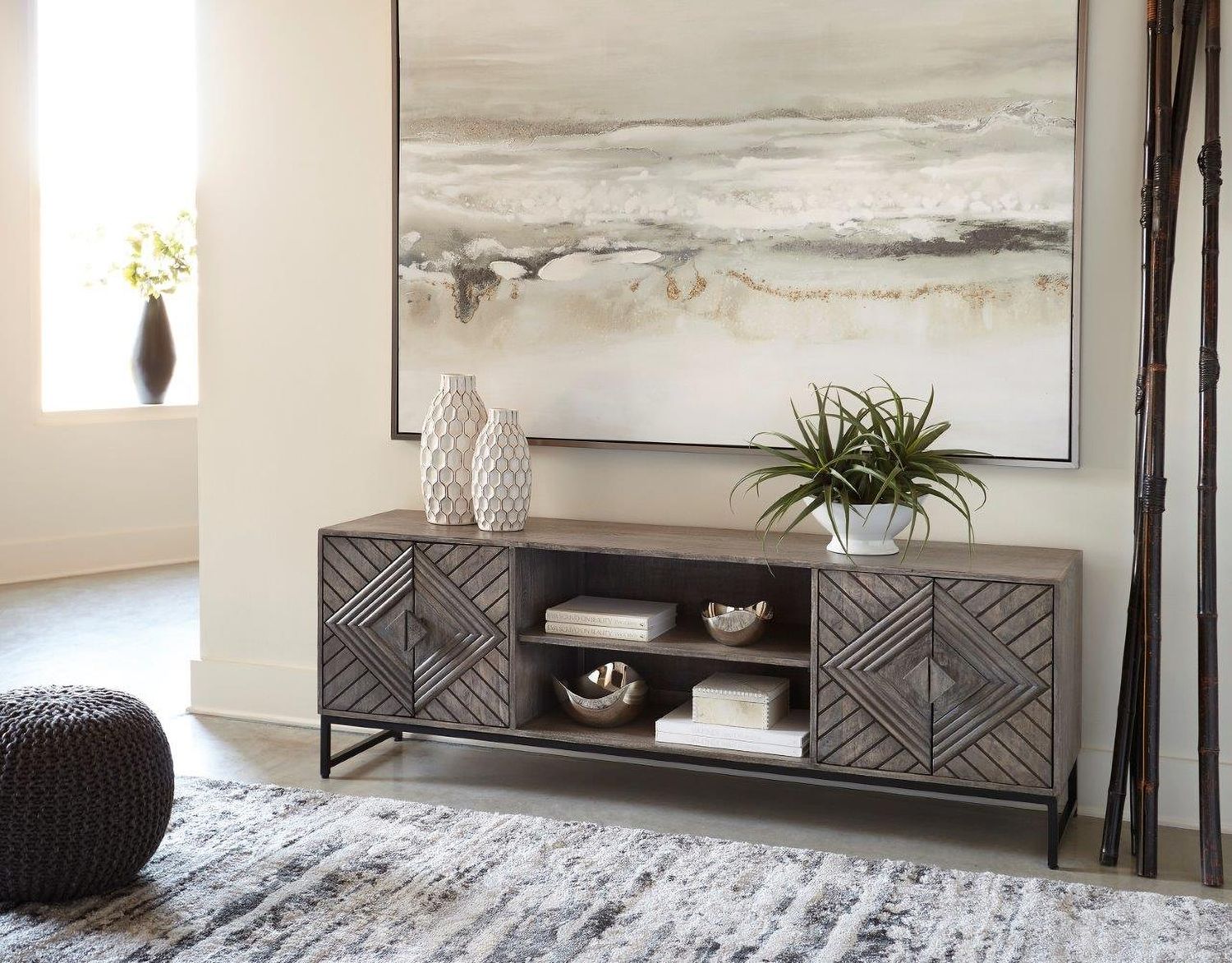 Treybrook Distressed Gray 71 Inch Accent Cabinet A4000512