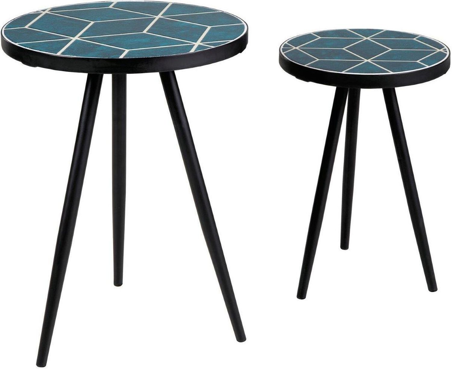 Clairbelle Teal Glaze Accent Table Set Of 2 A4000523