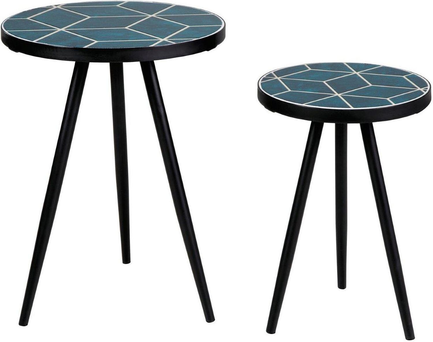 Clairbelle Teal Glaze Accent Table Set Of 2 A4000523