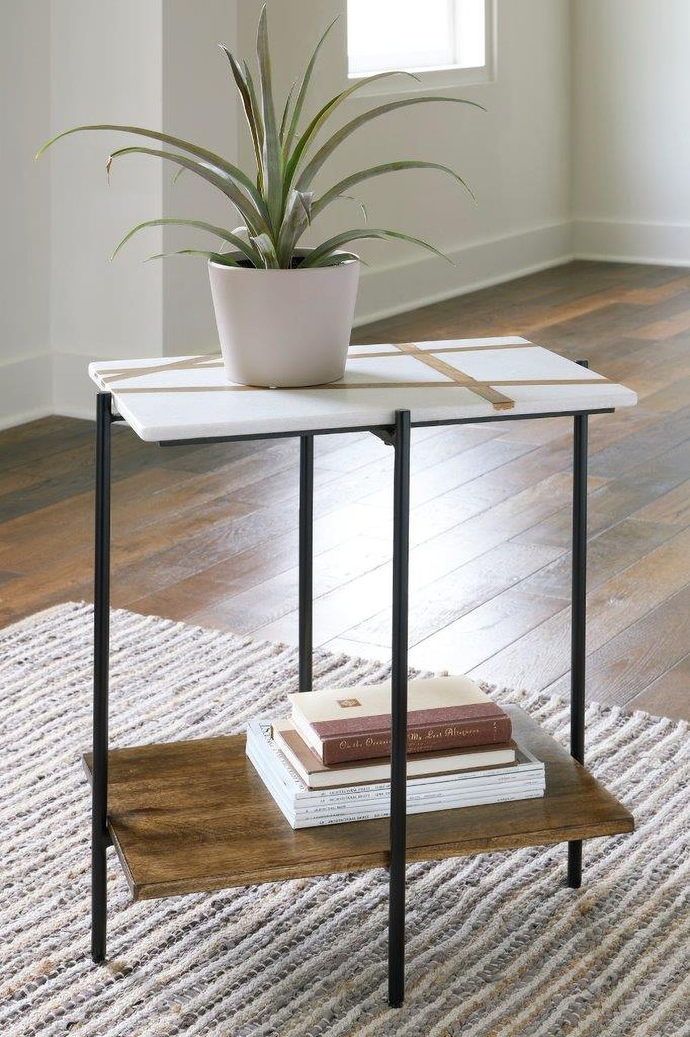 Braxmore White And Light Brown Accent Table A4000525