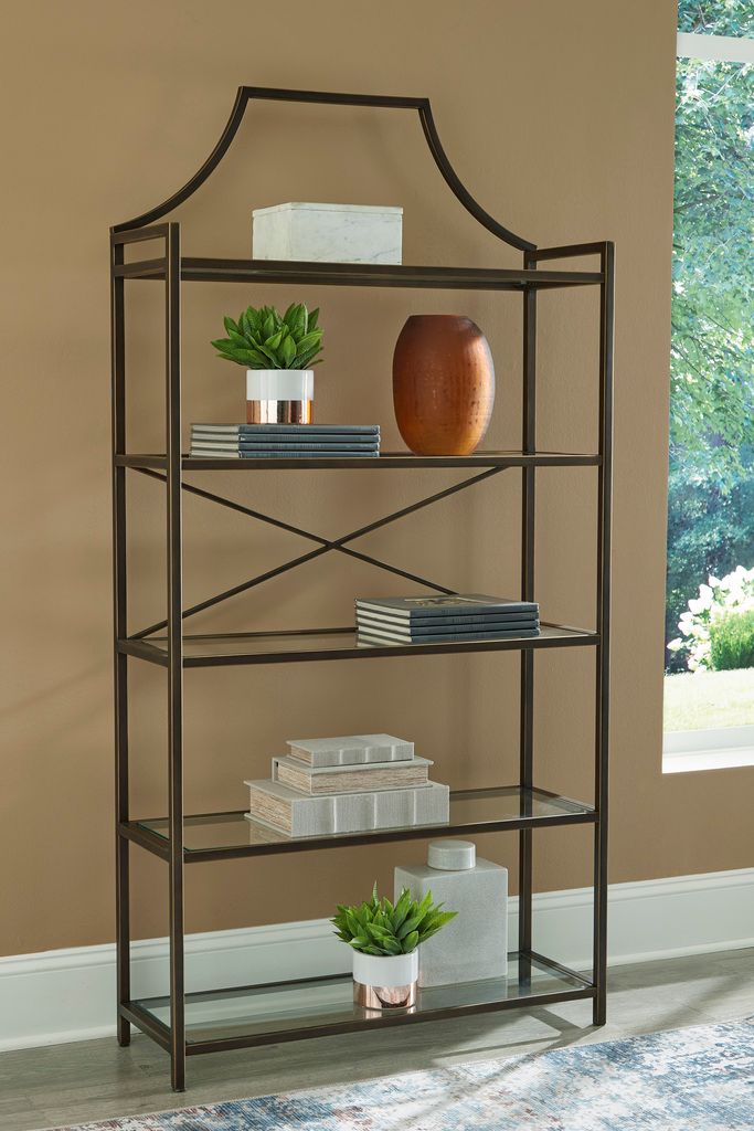 Bernonly 72 Inch Bookcase In Antique Bronze A4000556