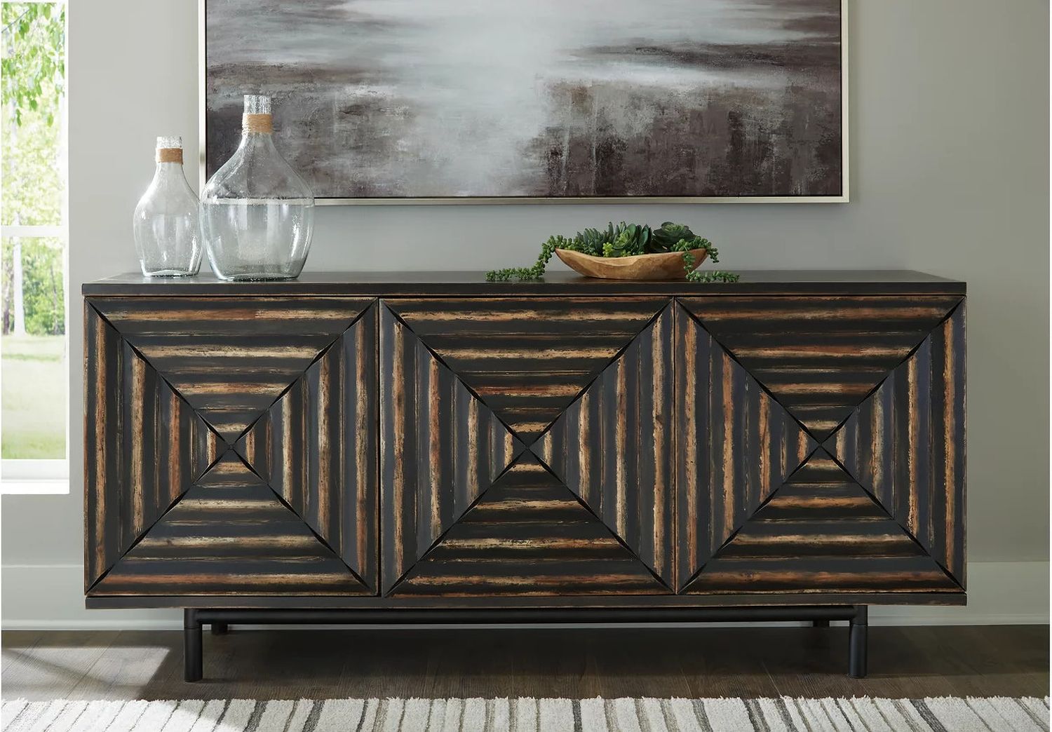 Fair Ridge Accent Cabinet In Distressed Black A4000573