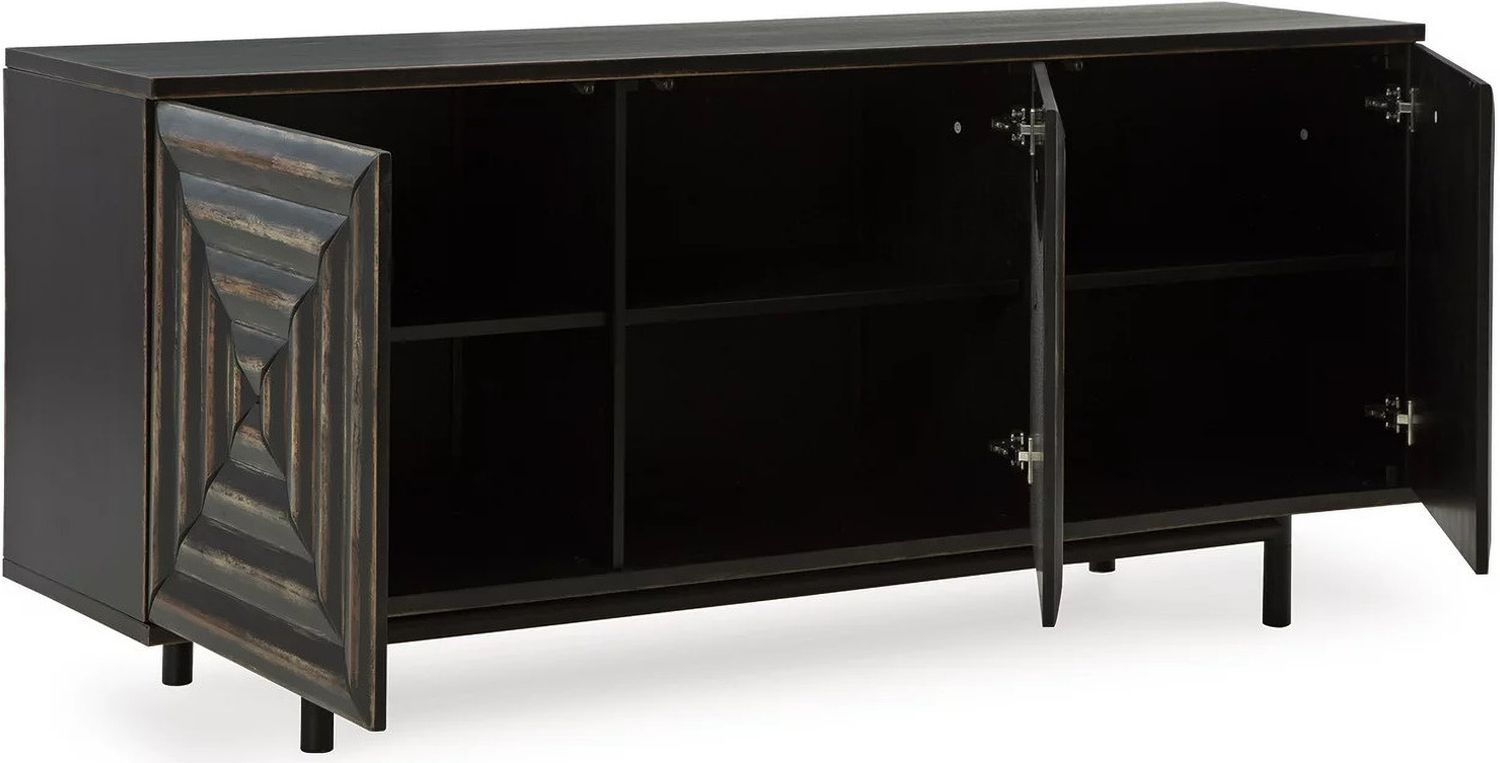 Fair Ridge Accent Cabinet In Distressed Black A4000573
