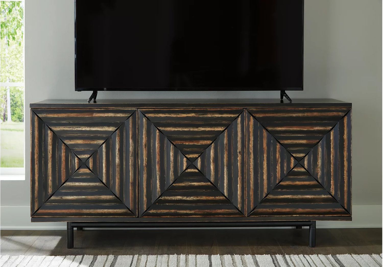Fair Ridge Accent Cabinet In Distressed Black A4000573