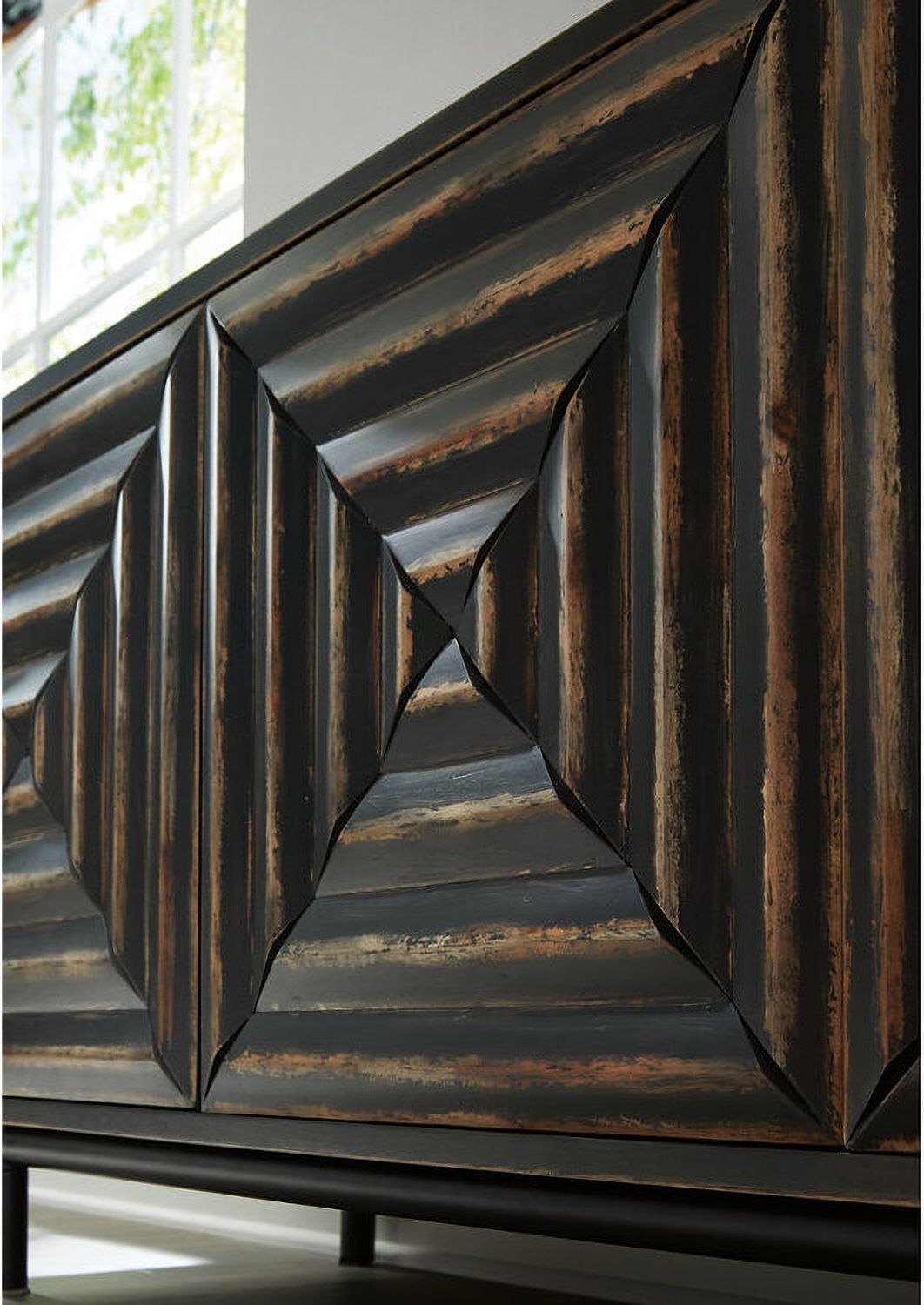 Fair Ridge Accent Cabinet In Distressed Black A4000573