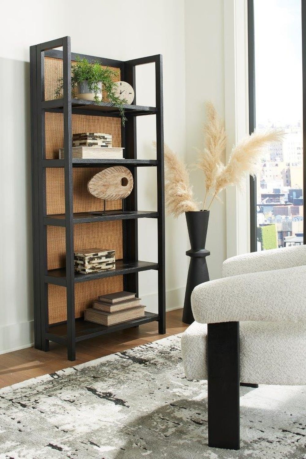 Abyard Bookcase In Black and Natural A4000574