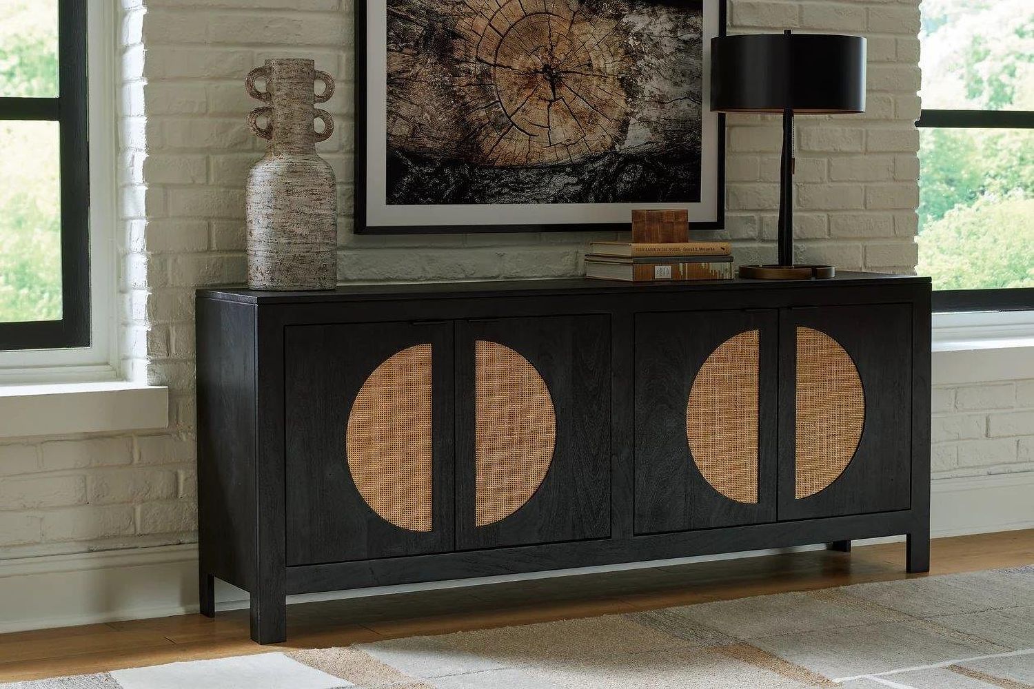 Cliffiings Accent Cabinet In Black and Natural A4000575