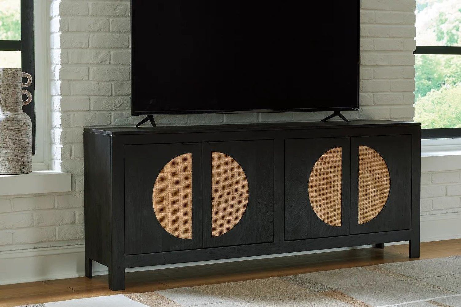Cliffiings Accent Cabinet In Black and Natural A4000575