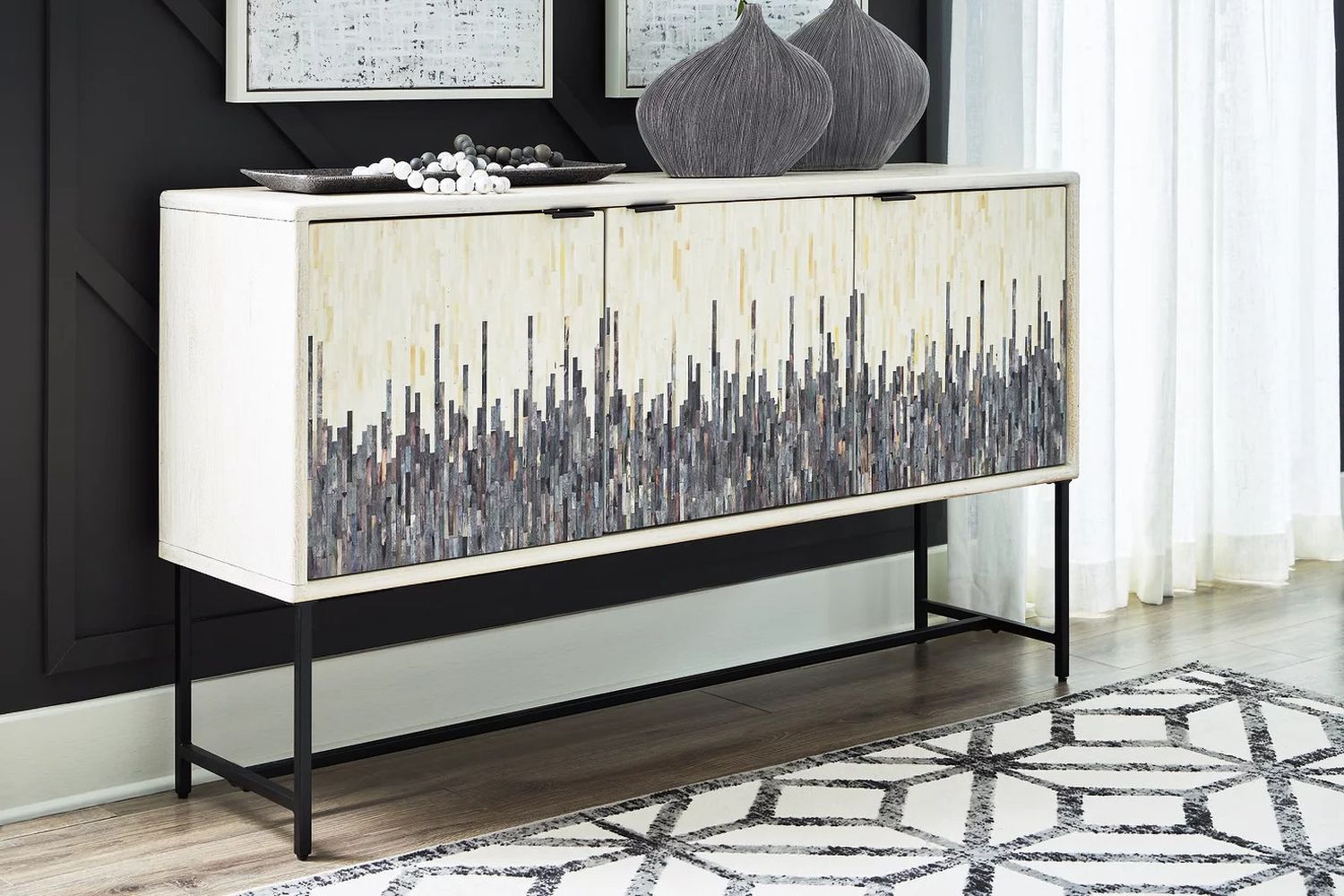 Freyton Accent Cabinet In White and Gray A4000582