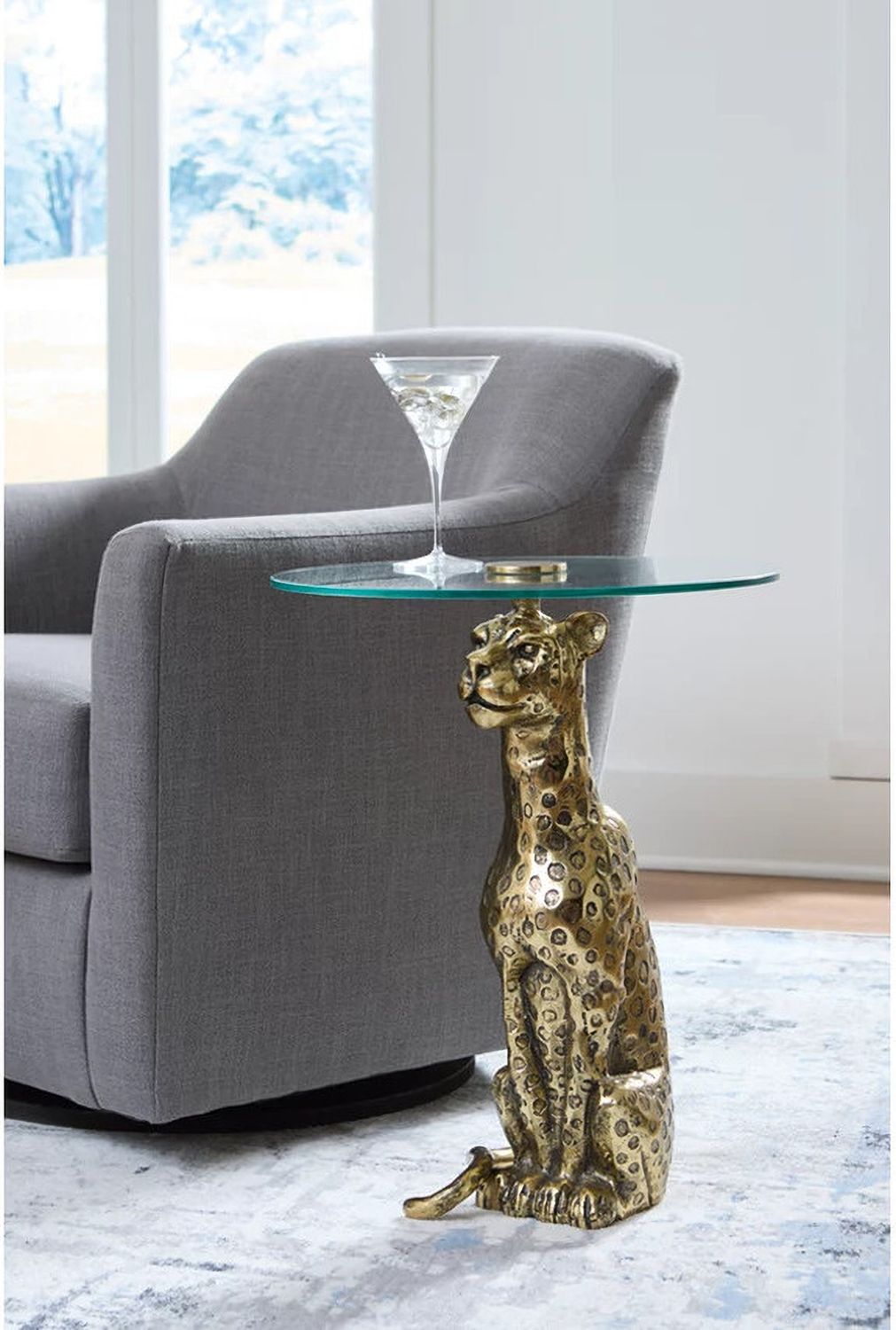Vallain Accent Table In Antique Gold A4000605
