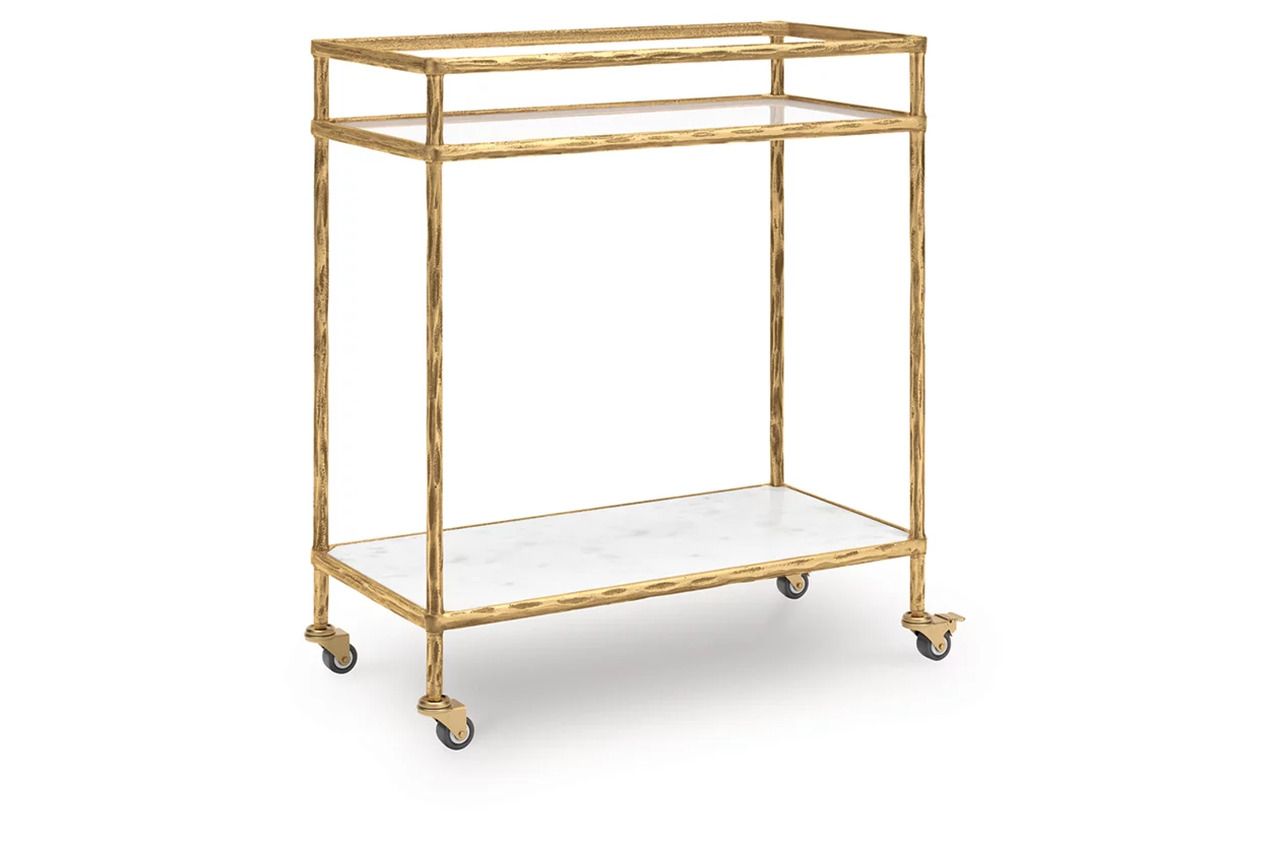Plattfield Bar Cart In Antique Gold A4000625