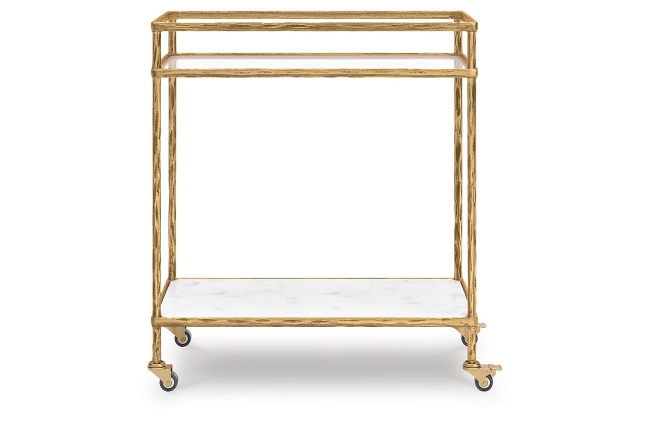 Plattfield Bar Cart In Antique Gold A4000625