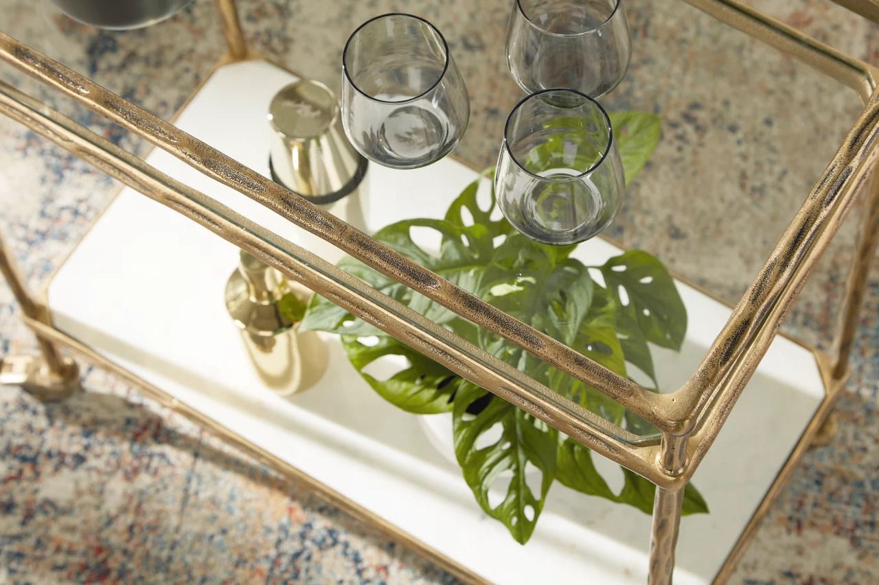 Plattfield Bar Cart In Antique Gold A4000625