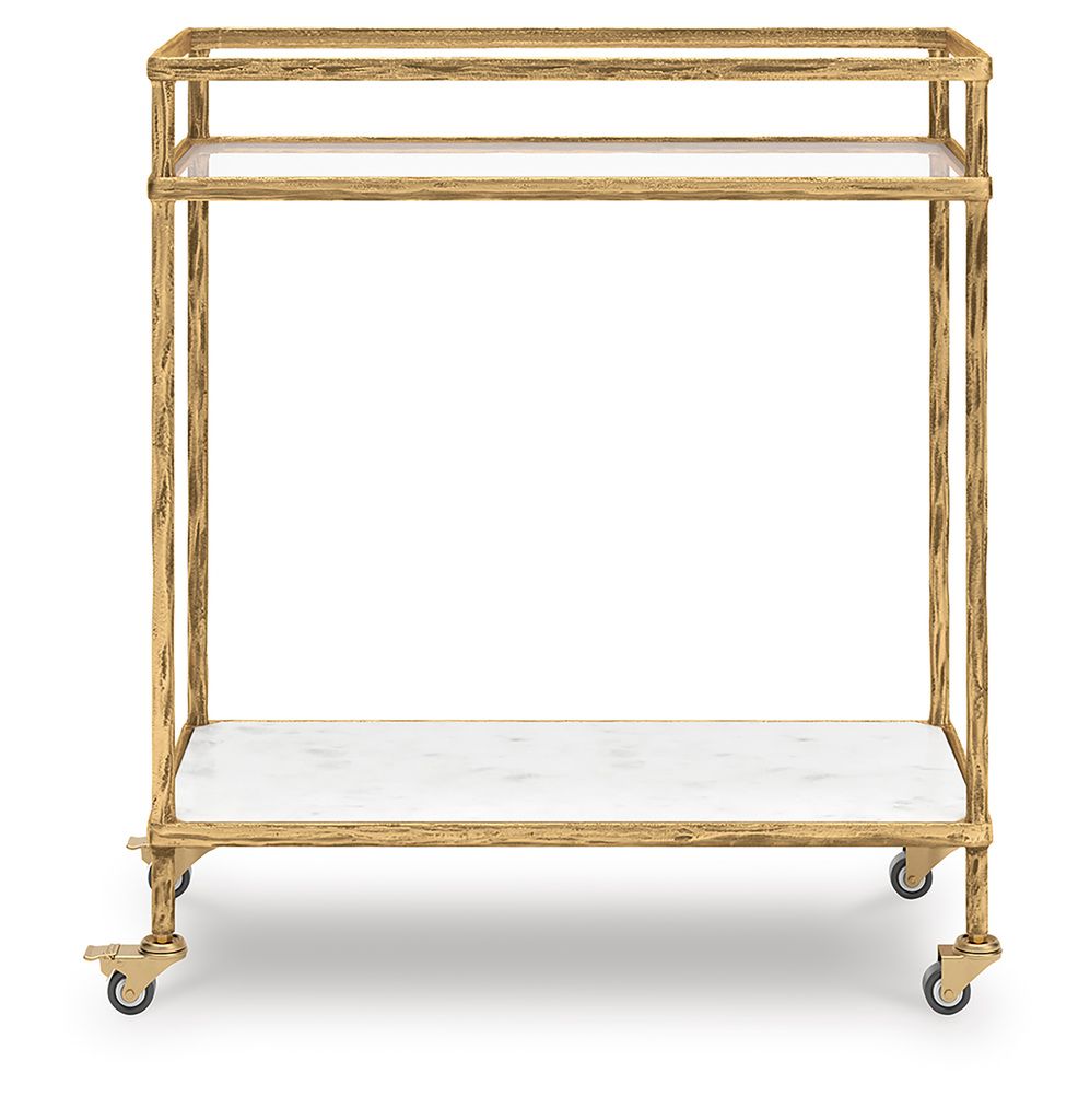 Plattfield Bar Cart In Antique Gold A4000625