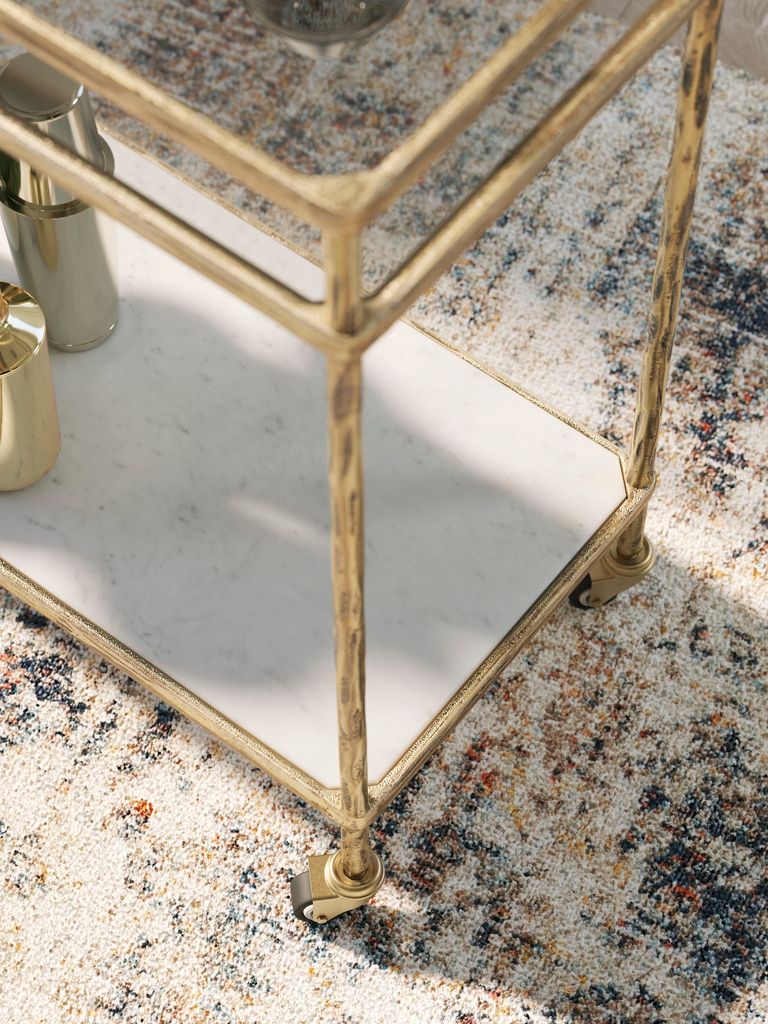 Plattfield Bar Cart In Antique Gold A4000625