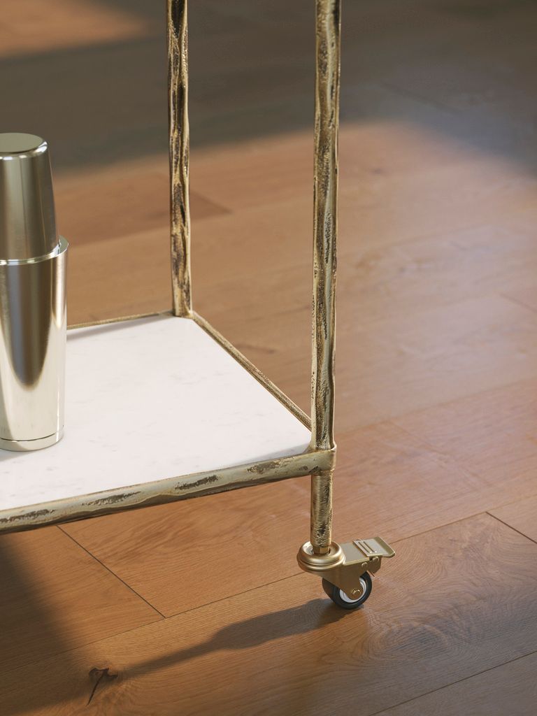 Plattfield Bar Cart In Antique Gold A4000625