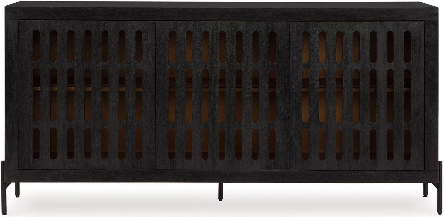 Vallisburg Accent Cabinet In Black and Natural A4000644