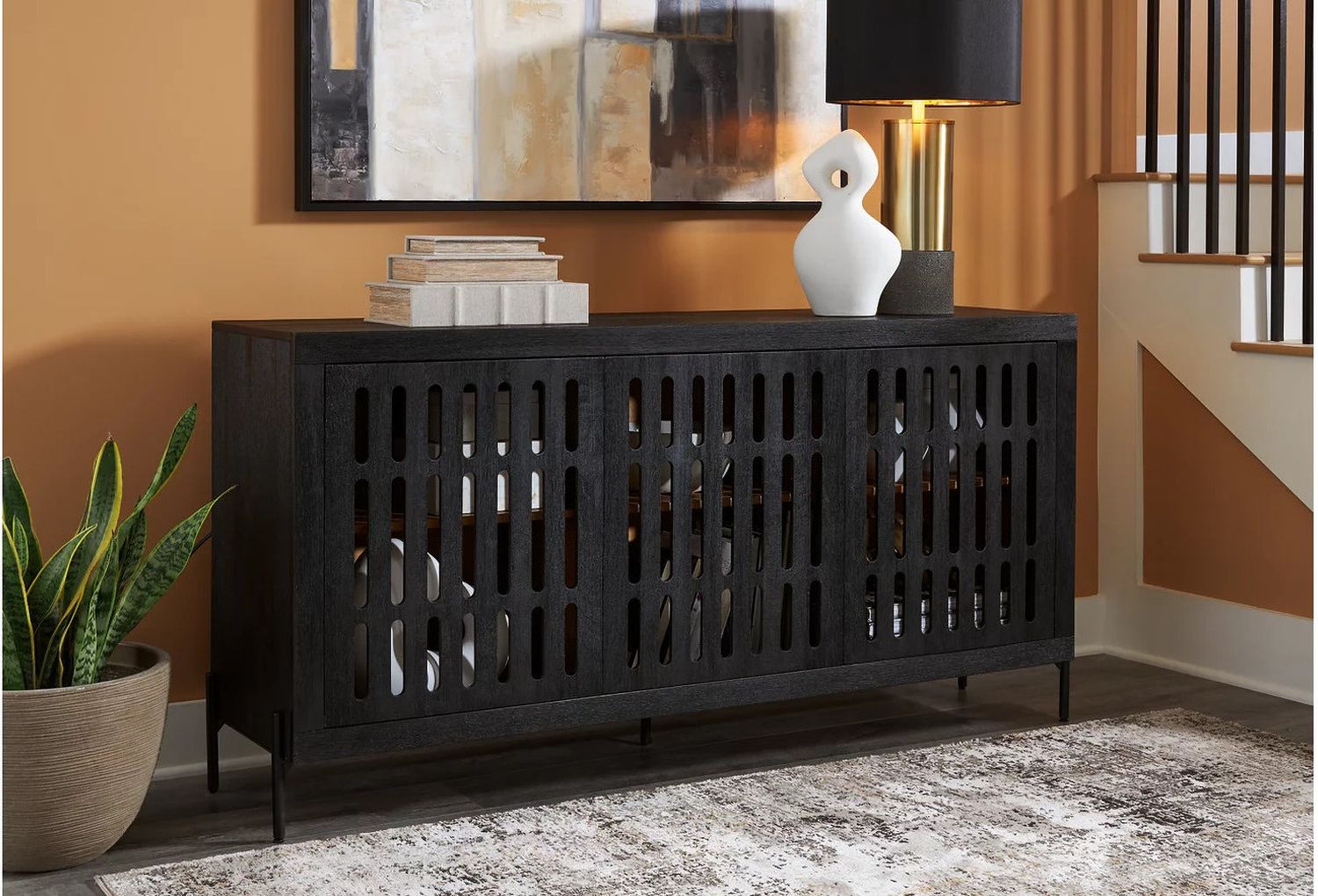 Vallisburg Accent Cabinet In Black and Natural A4000644