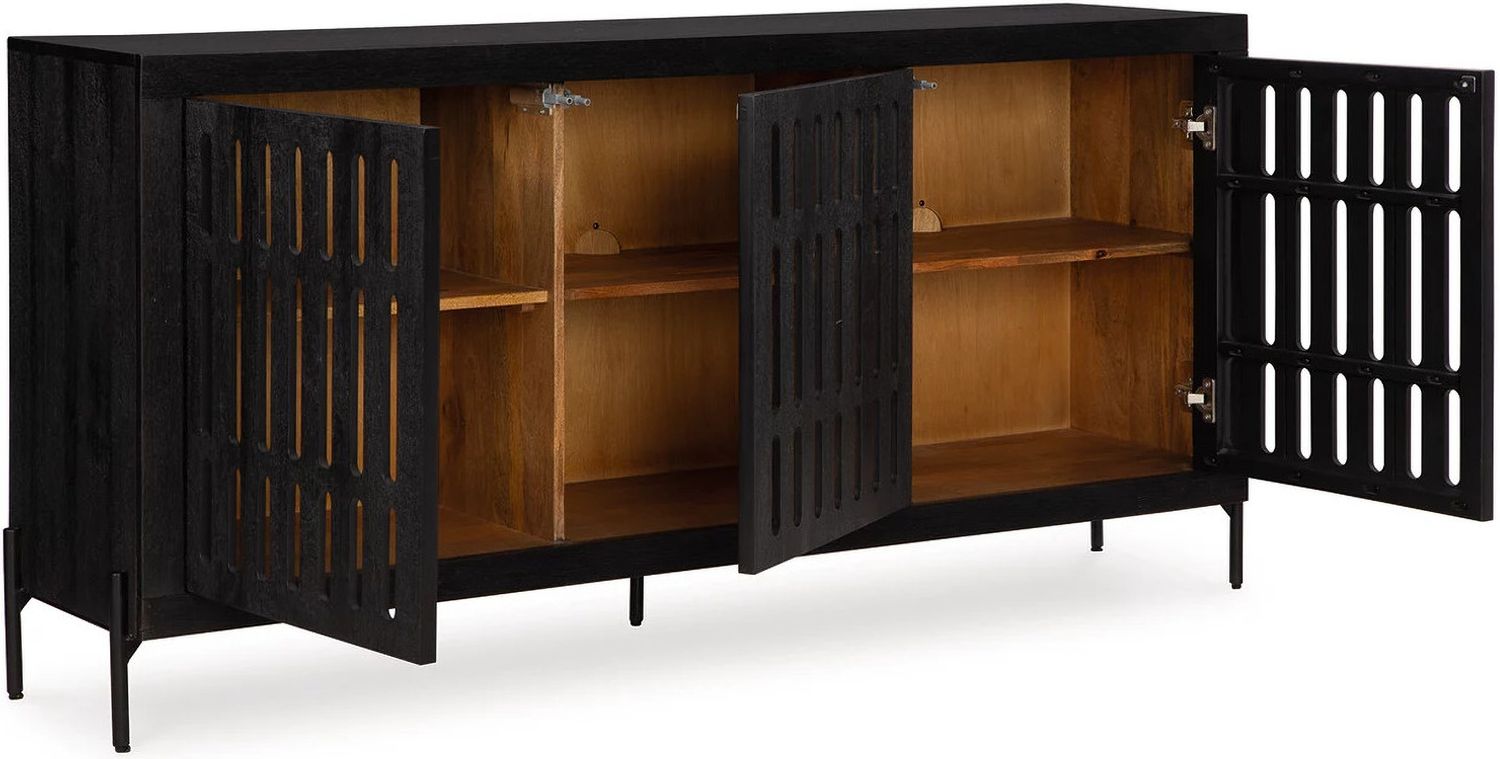 Vallisburg Accent Cabinet In Black and Natural A4000644
