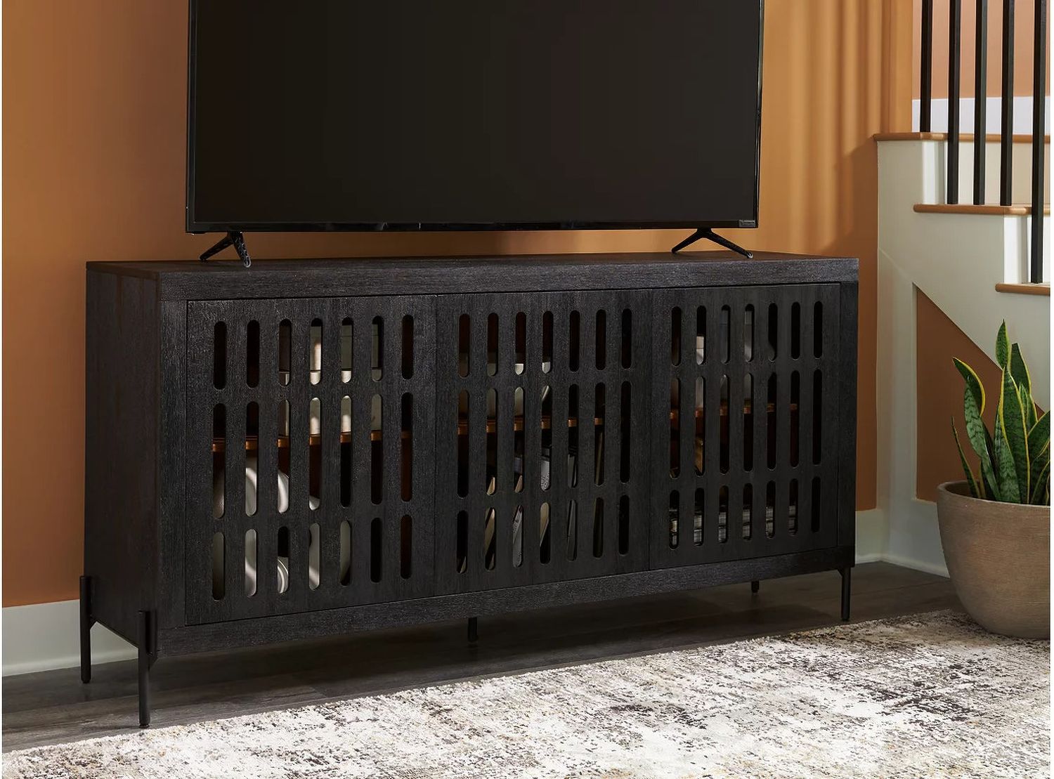 Vallisburg Accent Cabinet In Black and Natural A4000644