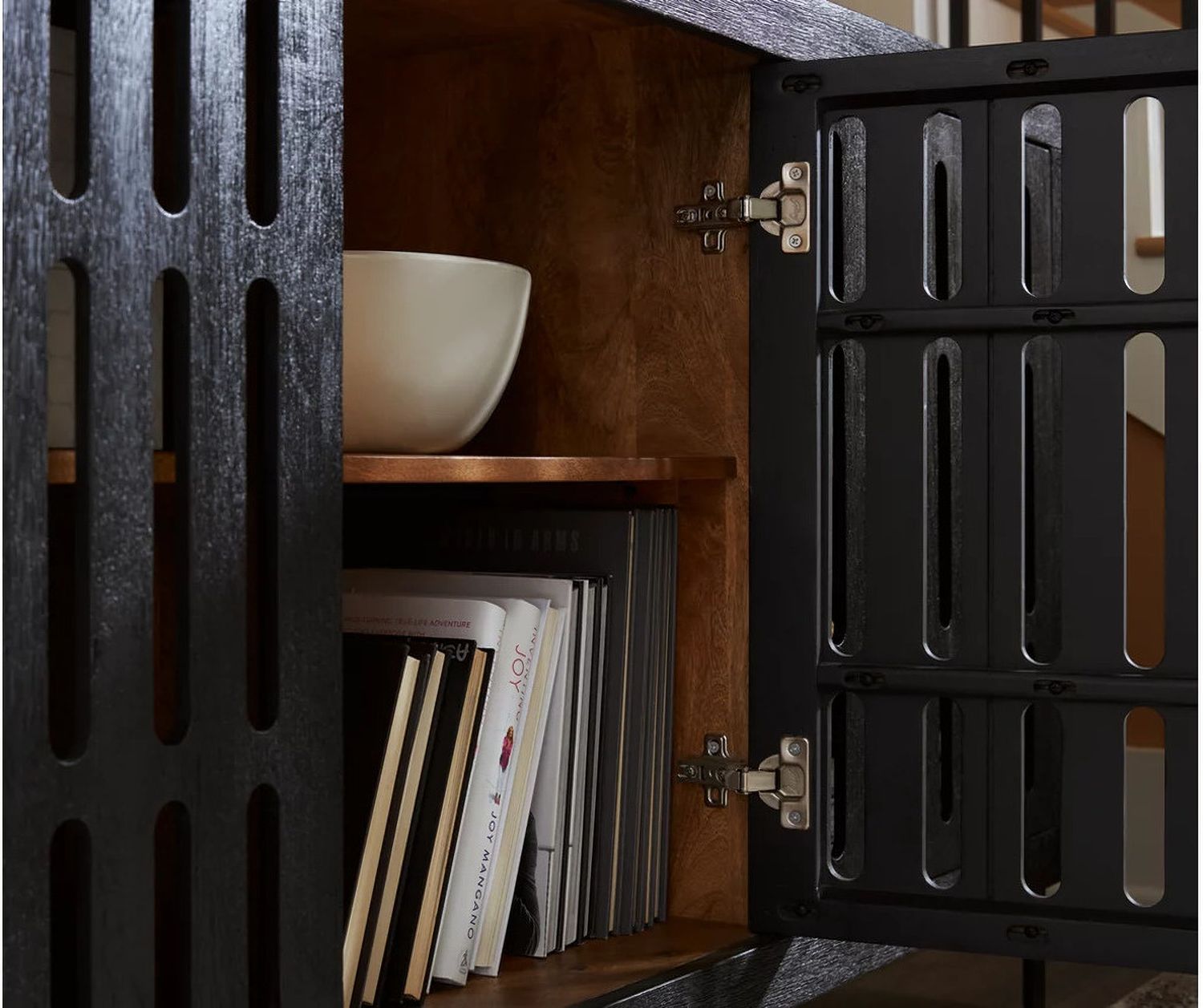 Vallisburg Accent Cabinet In Black and Natural A4000644