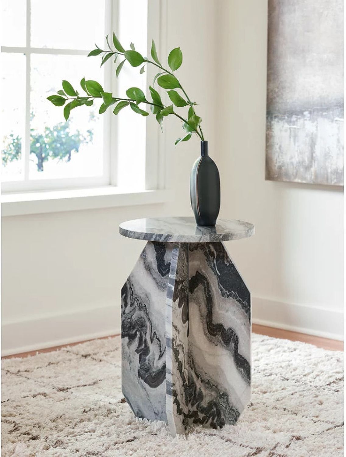Wrenlane Accent Table In Black/White/Taupe A4000646
