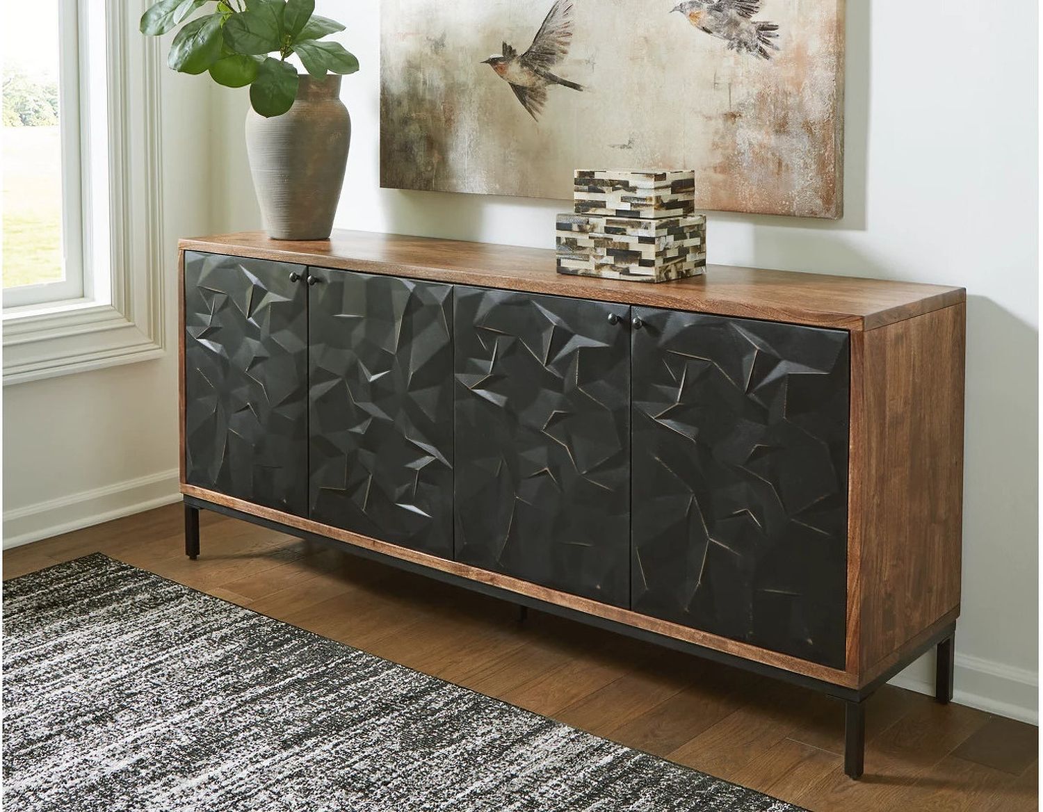 Dorannby Accent Cabinet In Black and Brown A4000649