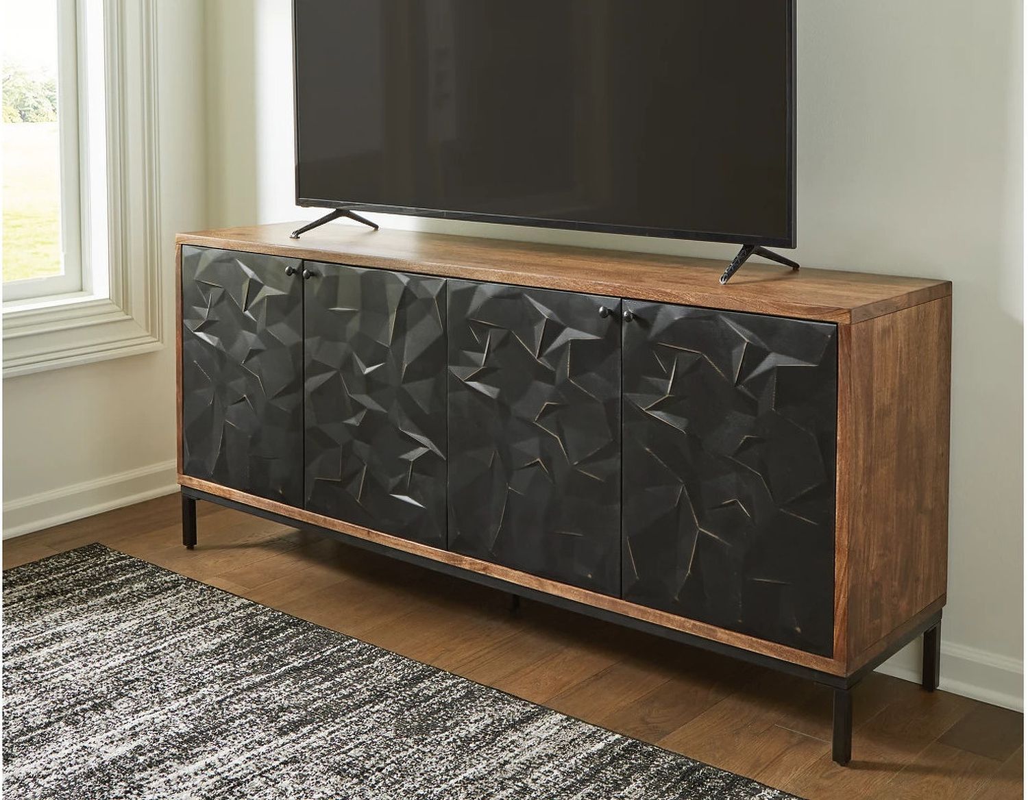 Dorannby Accent Cabinet In Black and Brown A4000649
