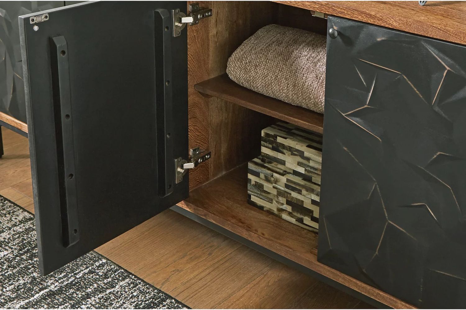 Dorannby Accent Cabinet In Black and Brown A4000649