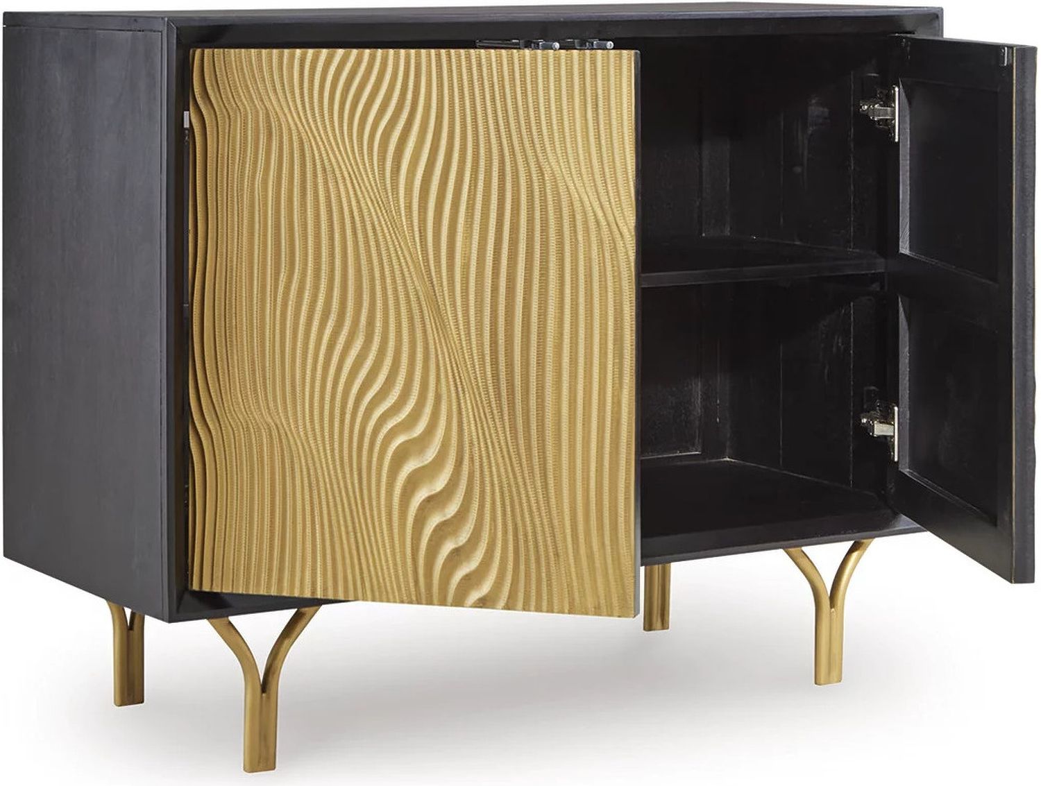 Tayner Accent Cabinet In Black and Gold A4000654