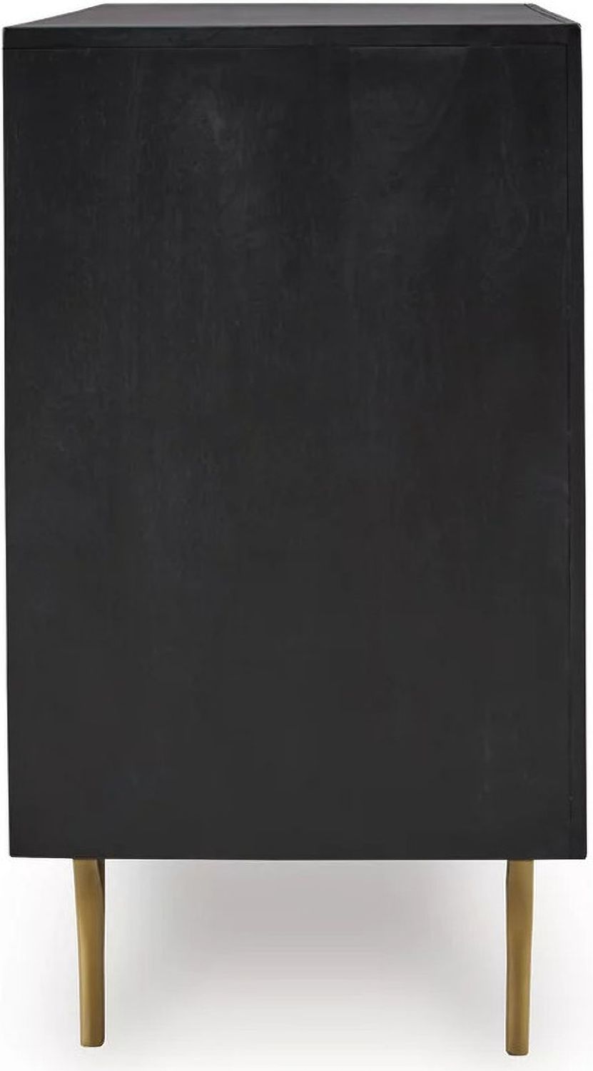 Tayner Accent Cabinet In Black and Gold A4000654