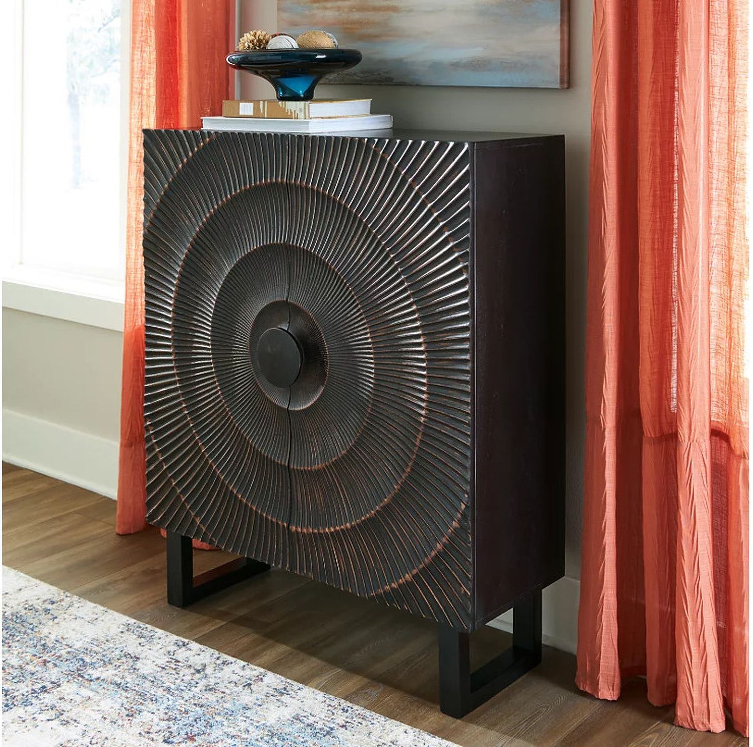 Fosterman Accent Cabinet In Distressed Black A4000660