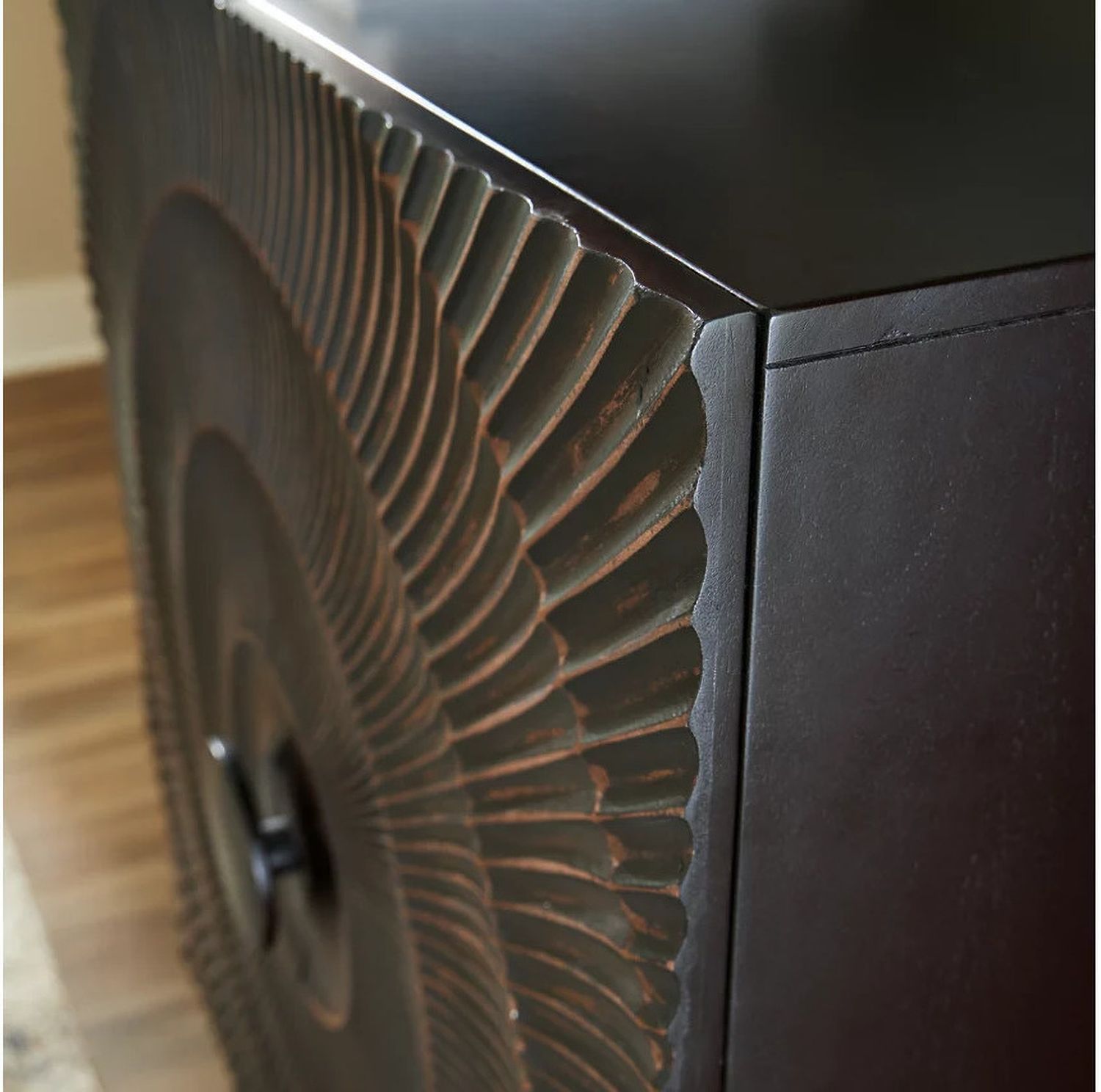Fosterman Accent Cabinet In Distressed Black A4000660