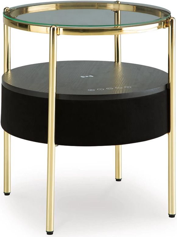 Nedman Accent Table with Speaker In Black and Gold A4000669