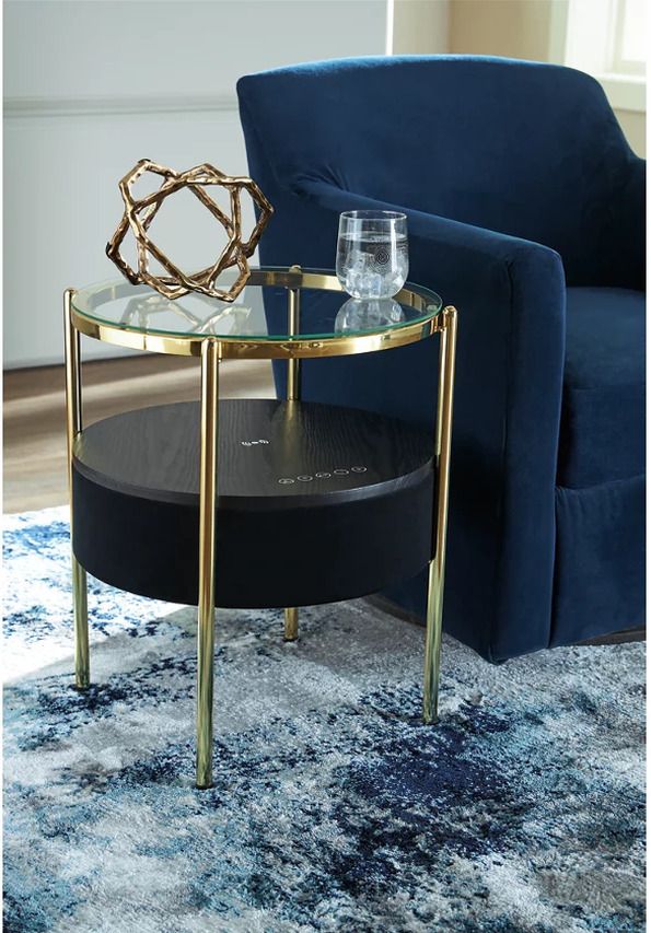 Nedman Accent Table with Speaker In Black and Gold A4000669