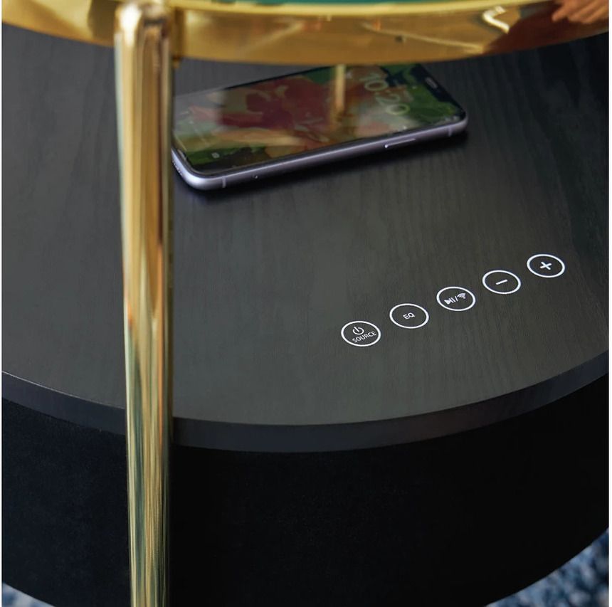Nedman Accent Table with Speaker In Black and Gold A4000669