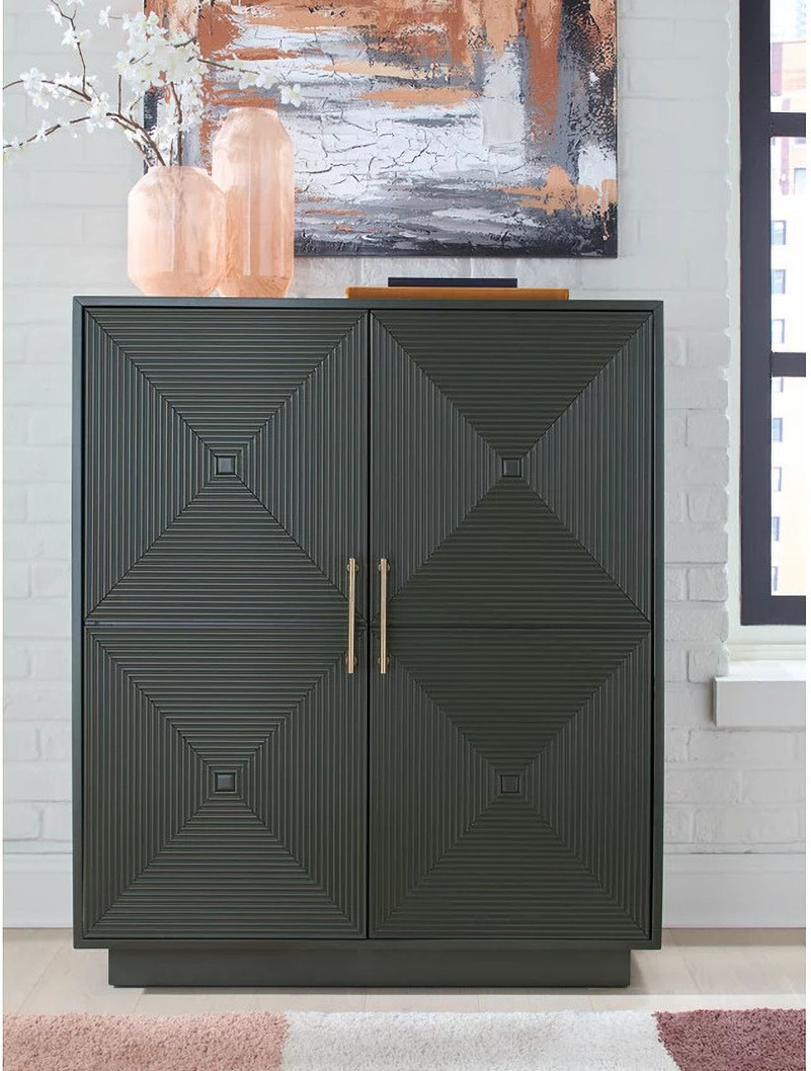 Geirwood Accent Cabinet In Dark Green A4000676