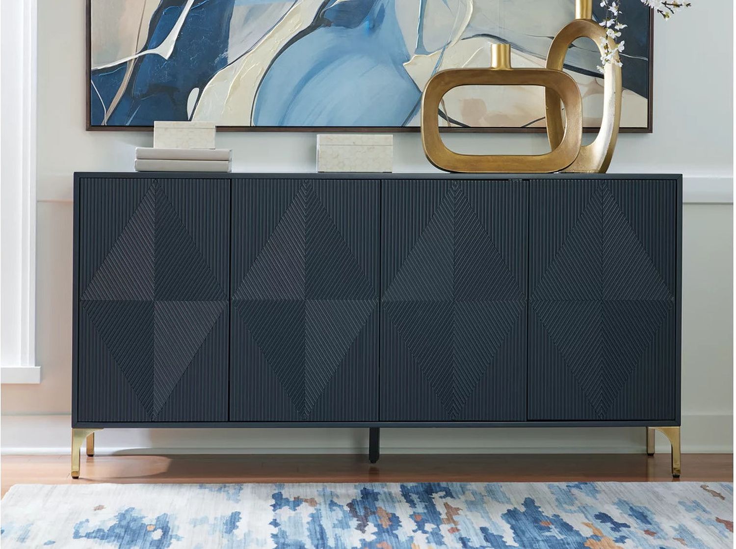 Loirwick Accent Cabinet In Dark Blue A4000677
