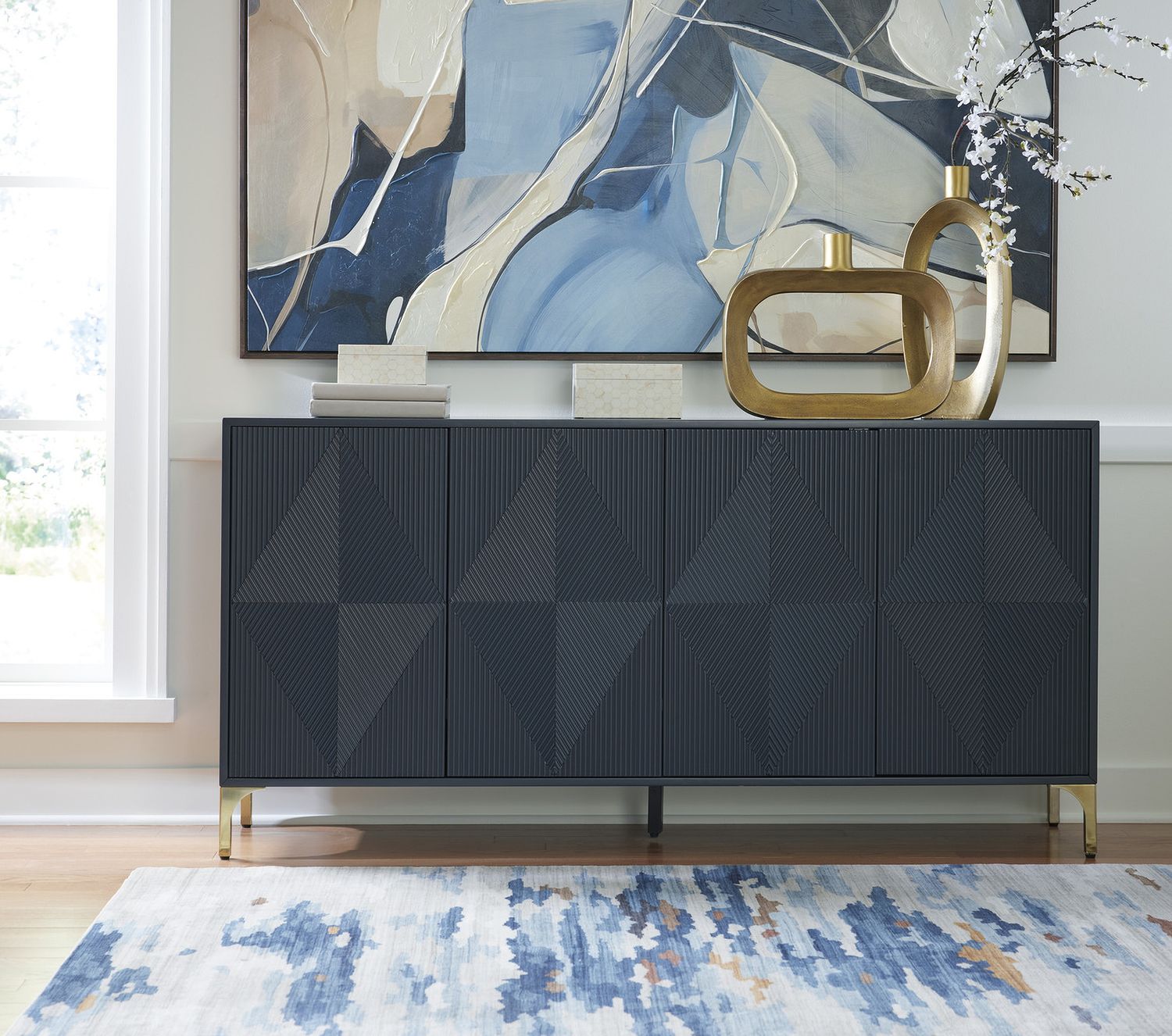 Loirwick Accent Cabinet In Dark Blue A4000677