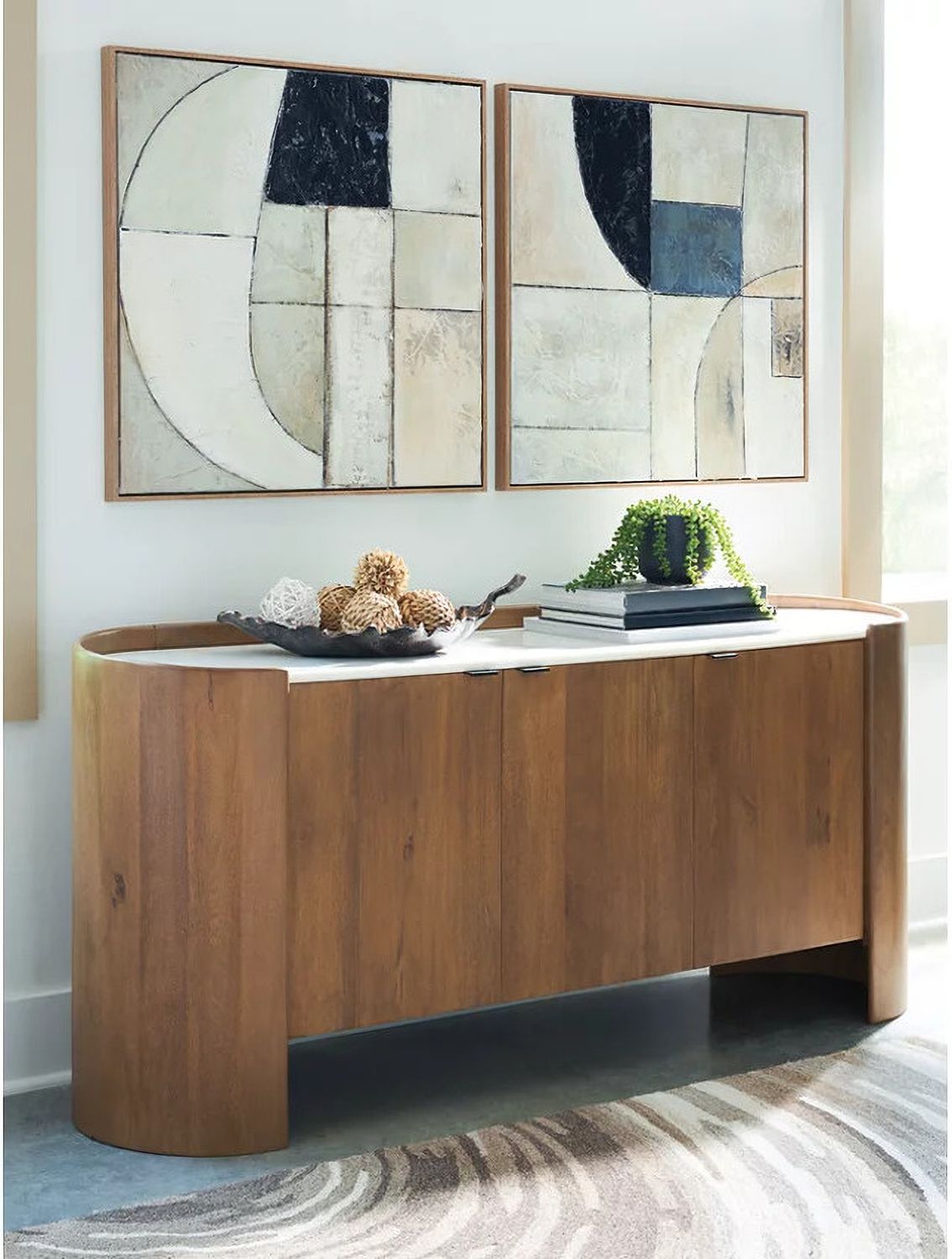 Fitzroy Accent Cabinet In White and Brown A4000688
