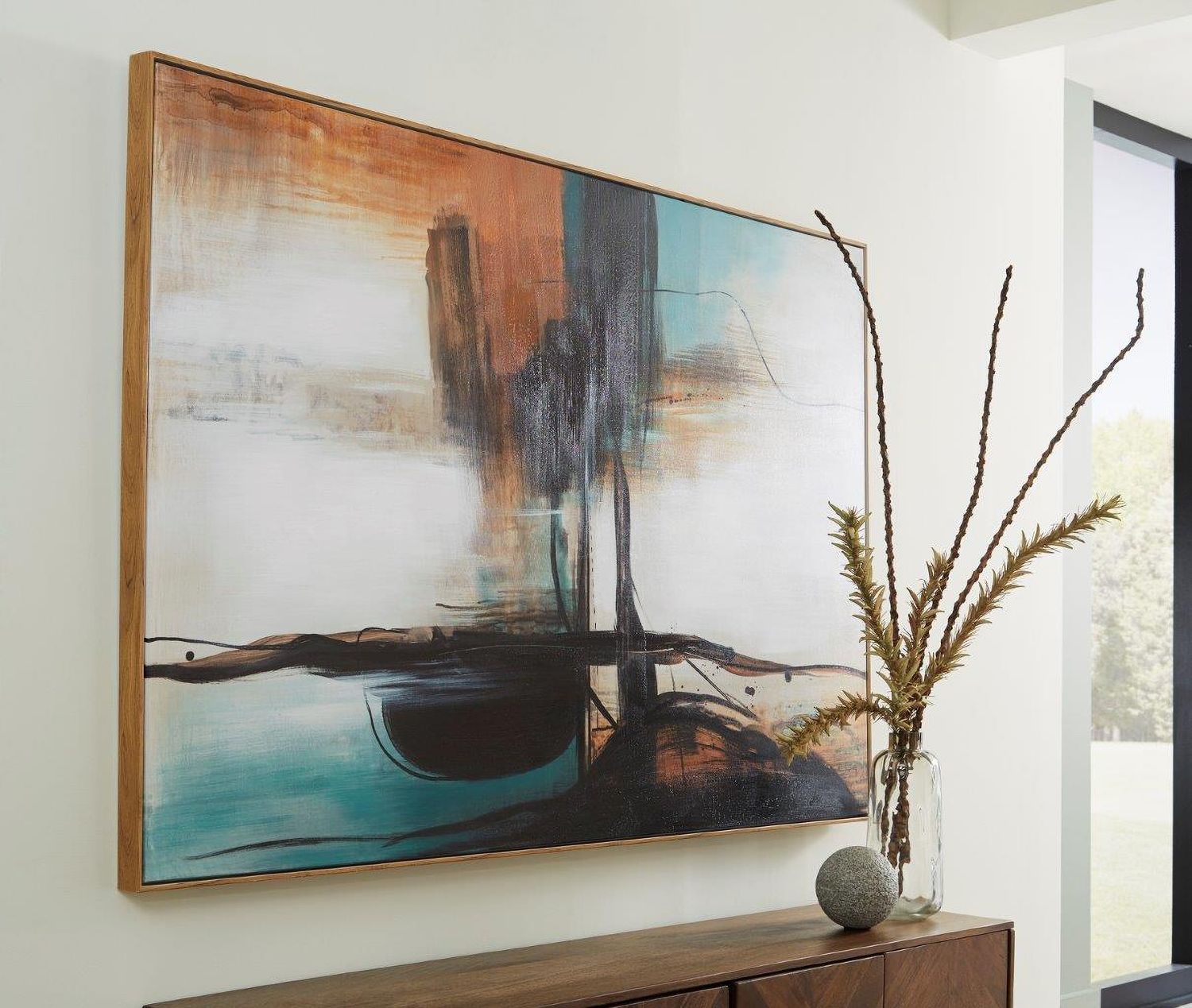 Brunonia Teal Orange And Black Wall Art A8000337