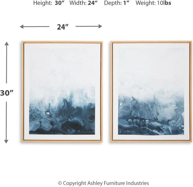 Holport Blue And White Wall Art Set Of 2 A8000368
