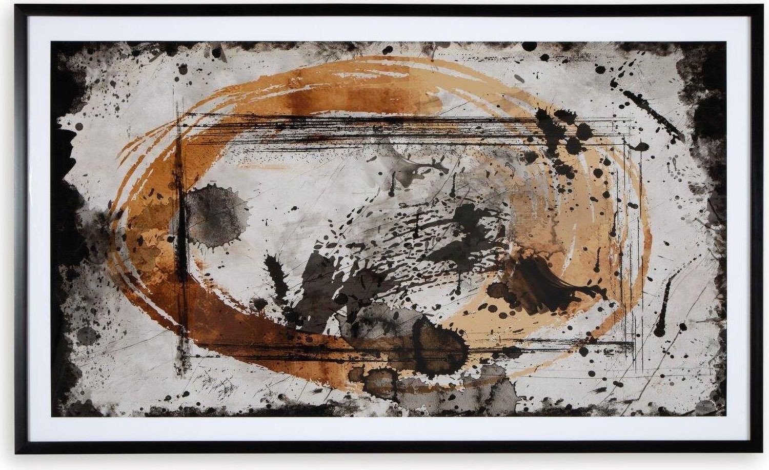 Clefting Black And Caramel And Tan Wall Art A8000374