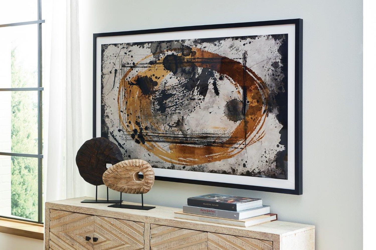 Clefting Black And Caramel And Tan Wall Art A8000374